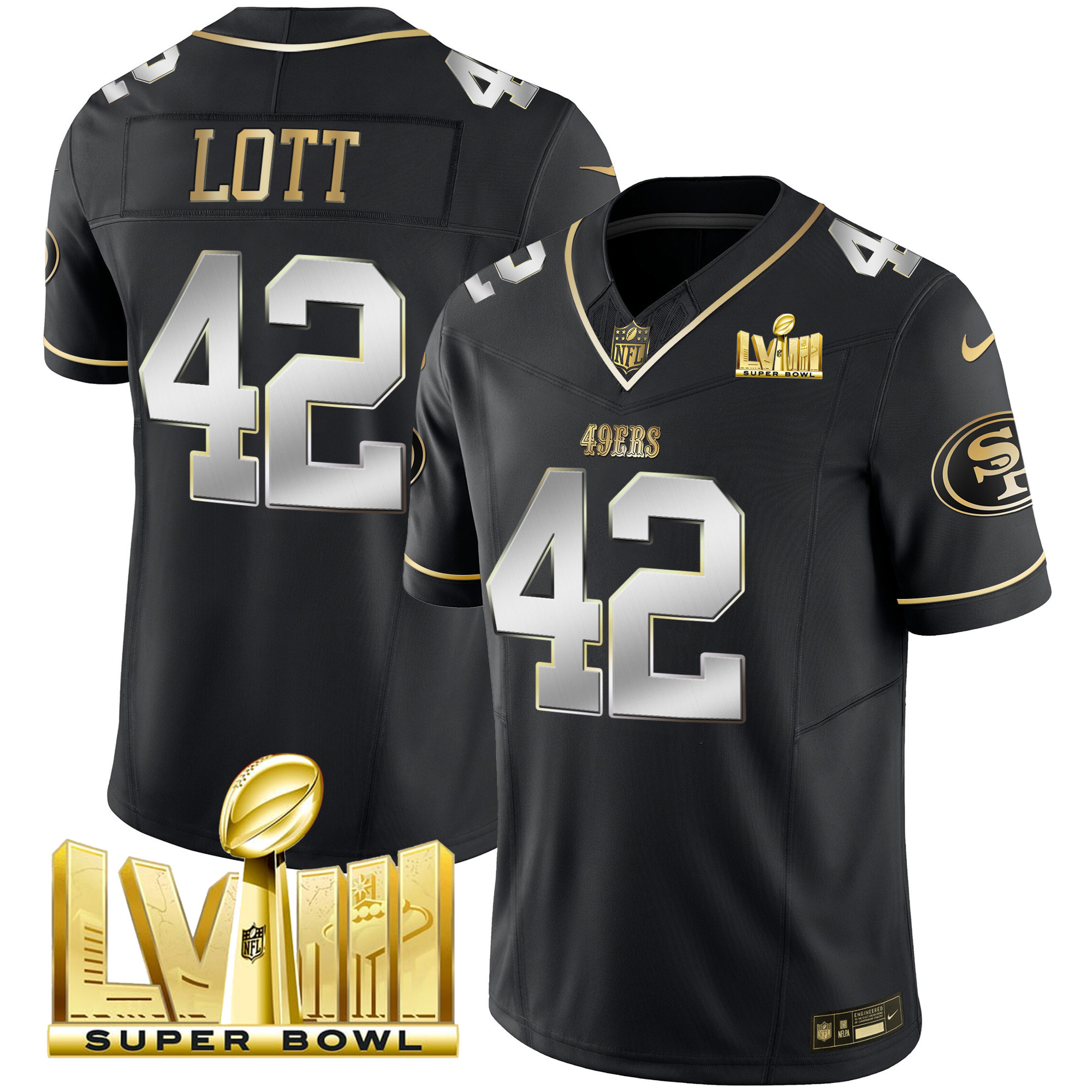 Men's 49ers Super Bowl LVIII Gold Patch Vapor Jersey - All Stitched - Image 39