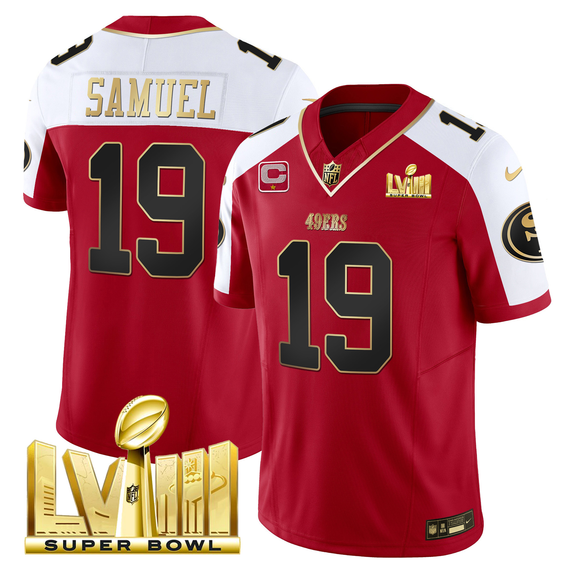 Men's 49ers Super Bowl LVIII Gold Patch Vapor Jersey - All Stitched - Image 42