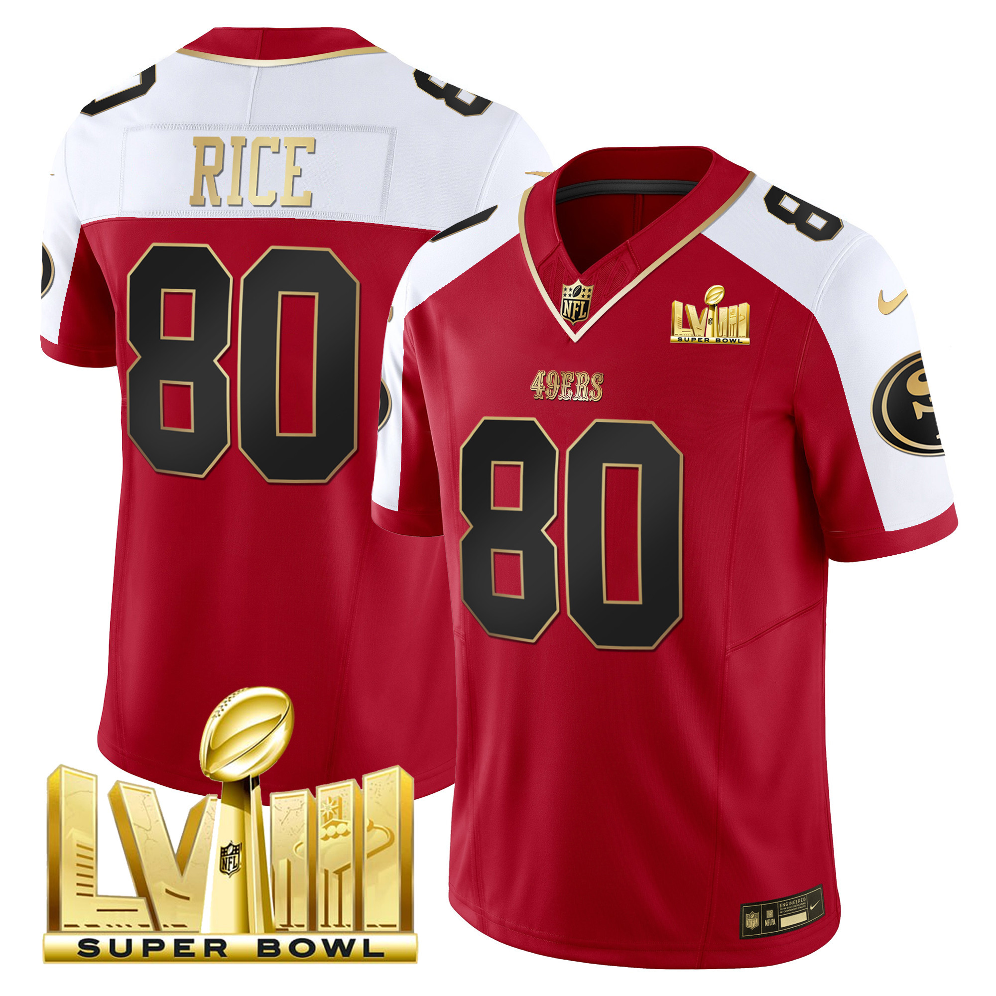 Men's 49ers Super Bowl LVIII Gold Patch Vapor Jersey - All Stitched - Image 46