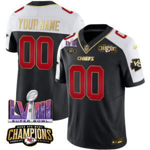 Chiefs AFC West Champions & Super Bowl LVIII Patch Vapor Custom Jersey - All Stitched