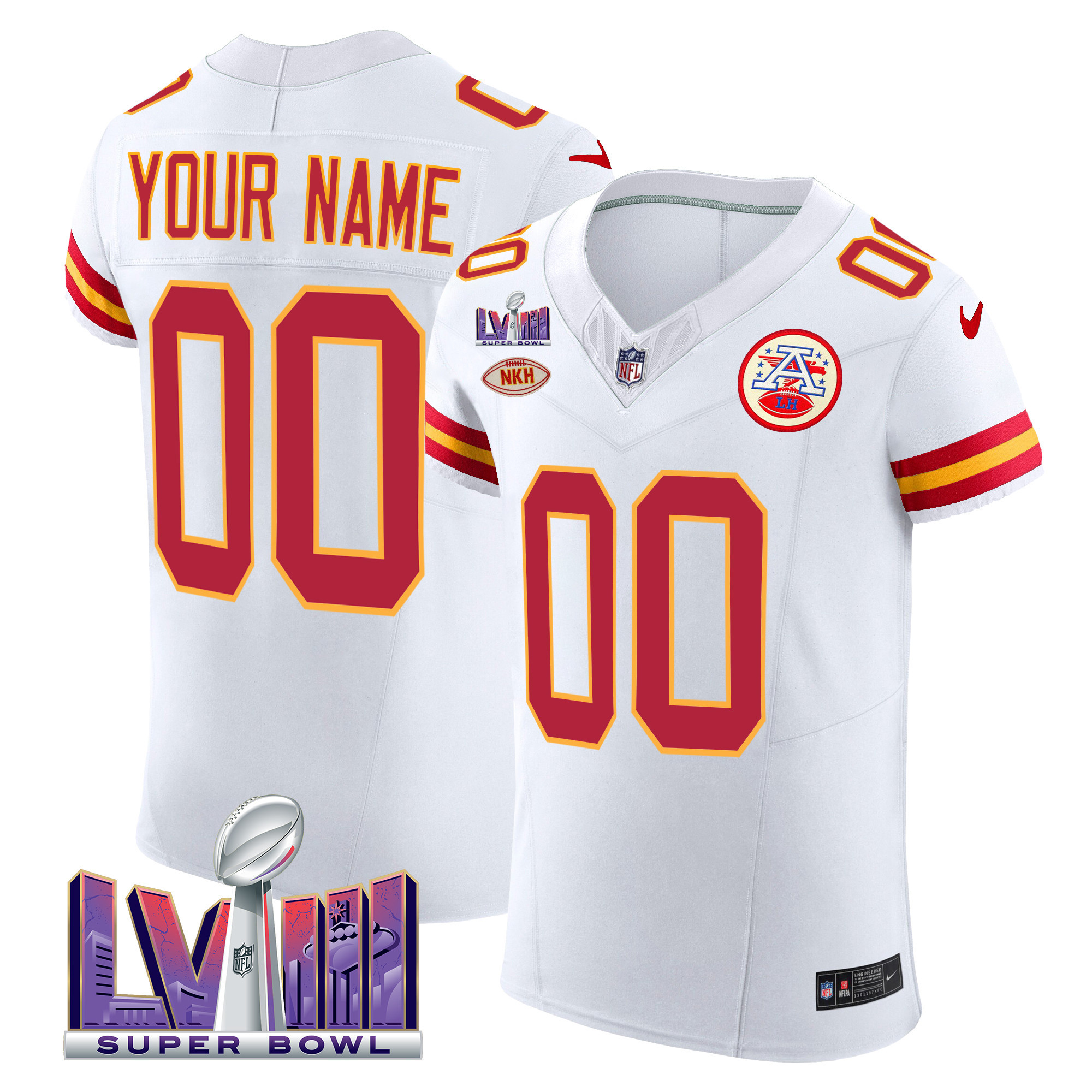 Chiefs Super Bowl LVIII Gold Patch Vapor Elite Custom Jersey - All Stitched - Image 2