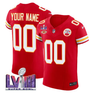 Chiefs Super Bowl LVIII Gold Patch Vapor Elite Custom Jersey - All Stitched