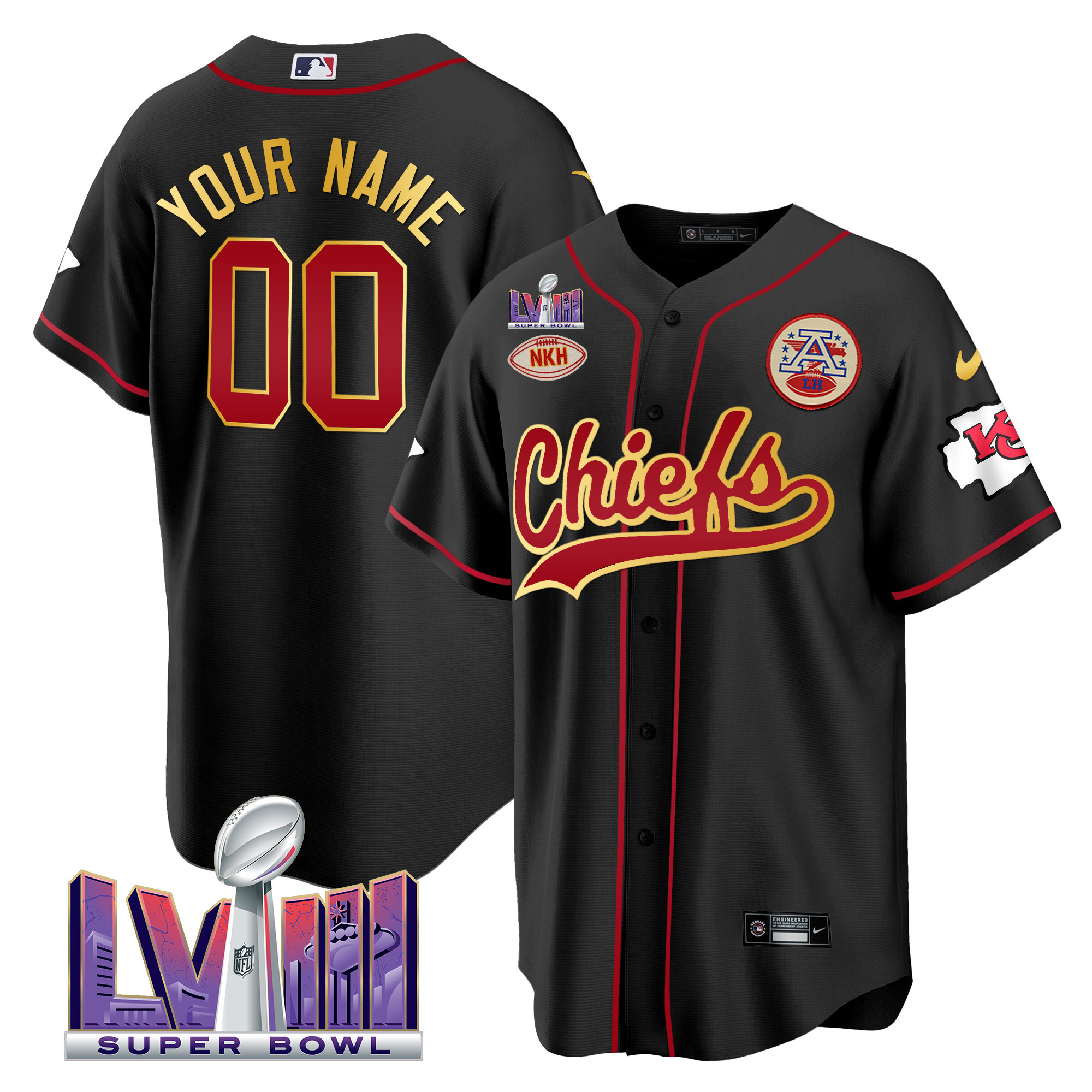 Chiefs Super Bowl LVIII Patch Baseball Custom Jersey - All Stitched - Image 3