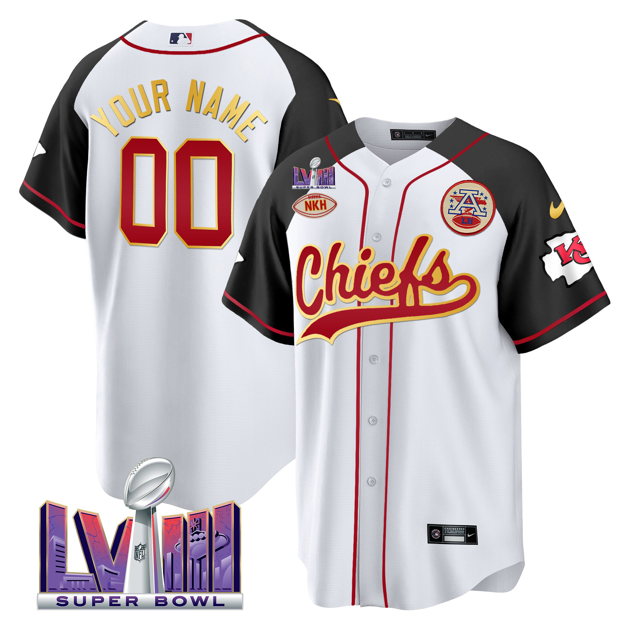 Chiefs Super Bowl LVIII Patch Baseball Custom Jersey - All Stitched - Image 5