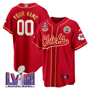 Chiefs Super Bowl LVIII Patch Baseball Custom Jersey - All Stitched