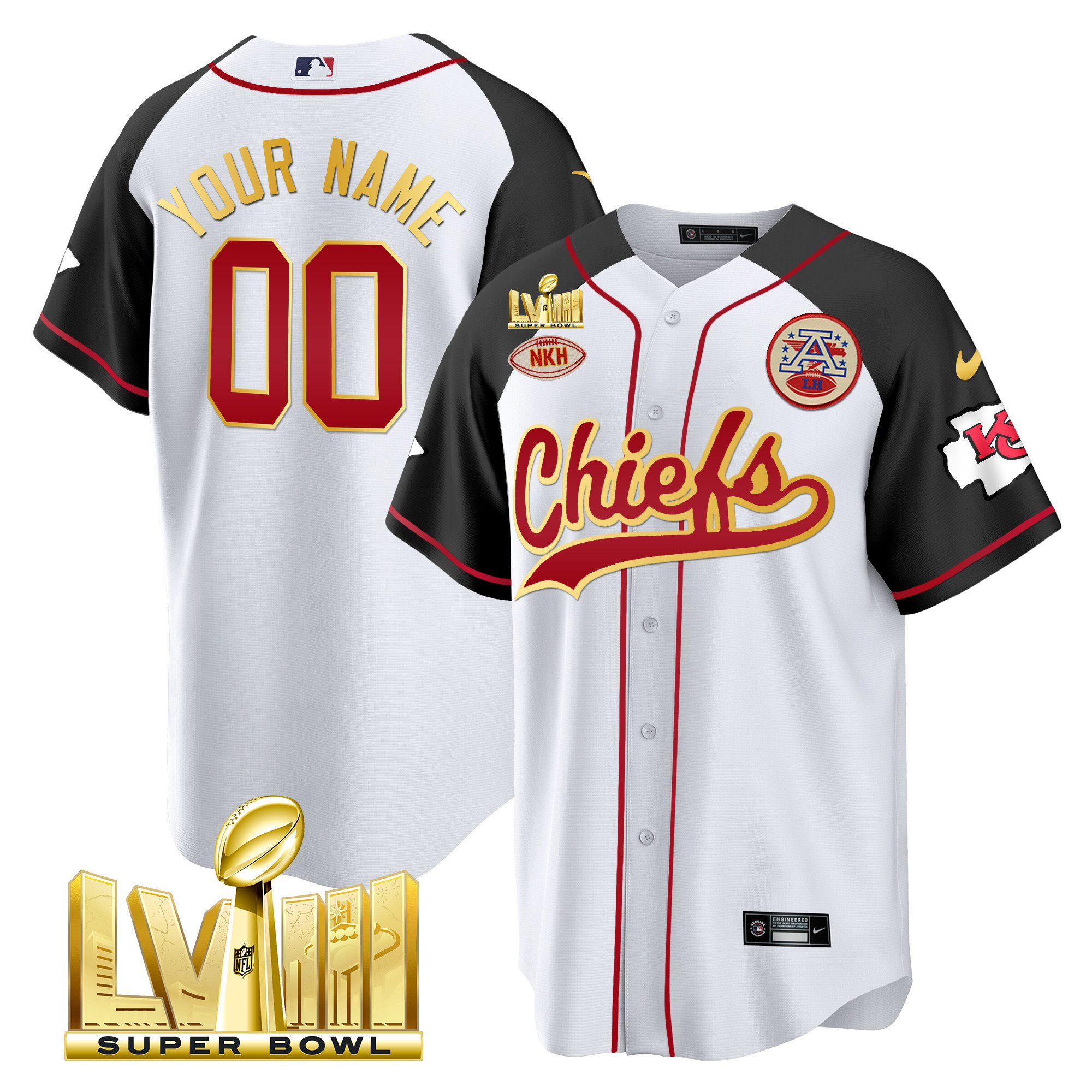 Chiefs Super Bowl LVIII Gold Patch Baseball Custom Jersey - All Stitched - Image 5