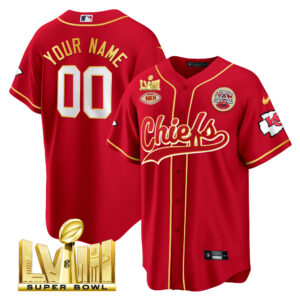 Chiefs Super Bowl LVIII Gold Patch Baseball Custom Jersey - All Stitched