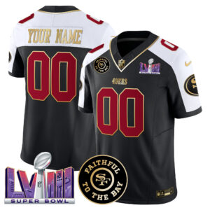 49ers Faithful & Super Bowl LVIII Patch Vapor Custom Jersey - All Stitched