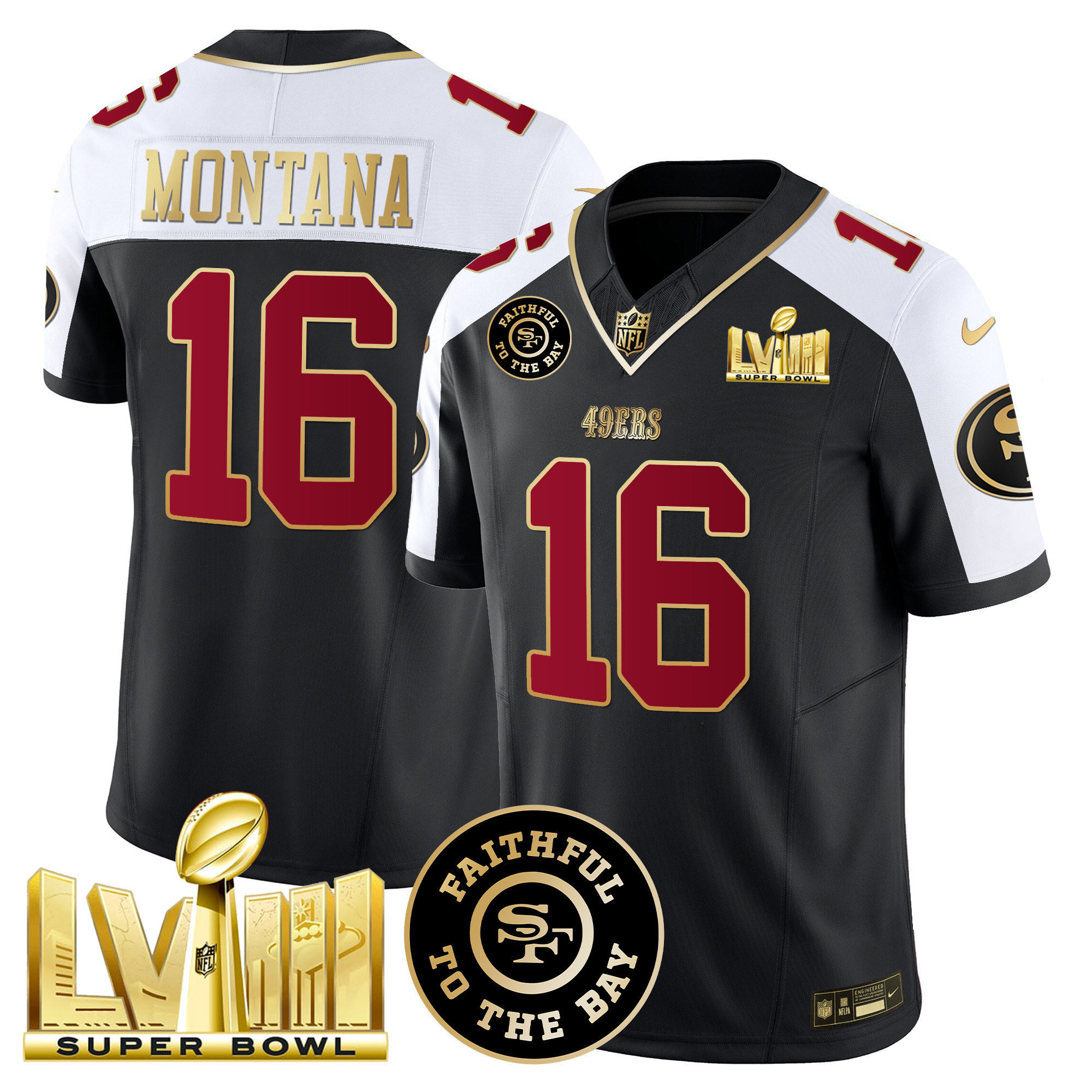 Men's 49ers Faithful & Super Bowl LVIII Gold Patch Vapor Jersey - All Stitched - Image 8