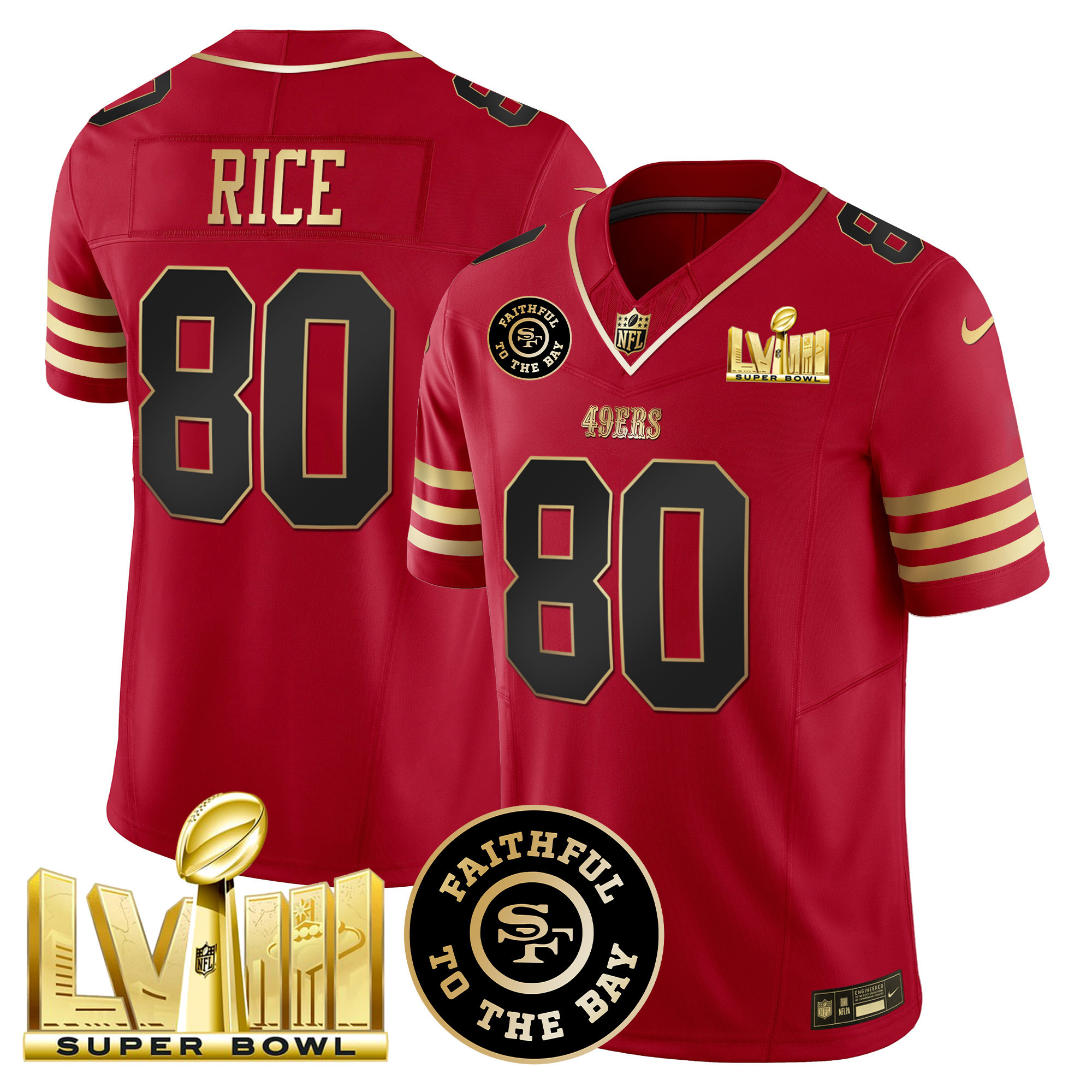 Men's 49ers Faithful & Super Bowl LVIII Gold Patch Vapor Jersey - All Stitched - Image 16