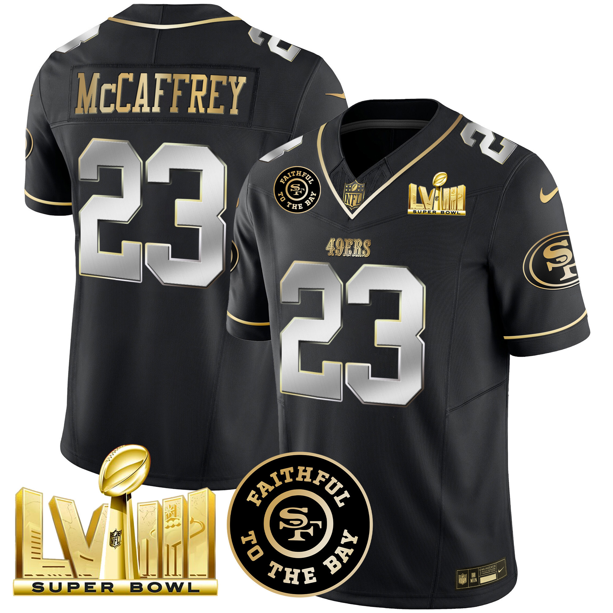 Men's 49ers Faithful & Super Bowl LVIII Gold Patch Vapor Jersey - All Stitched - Image 31