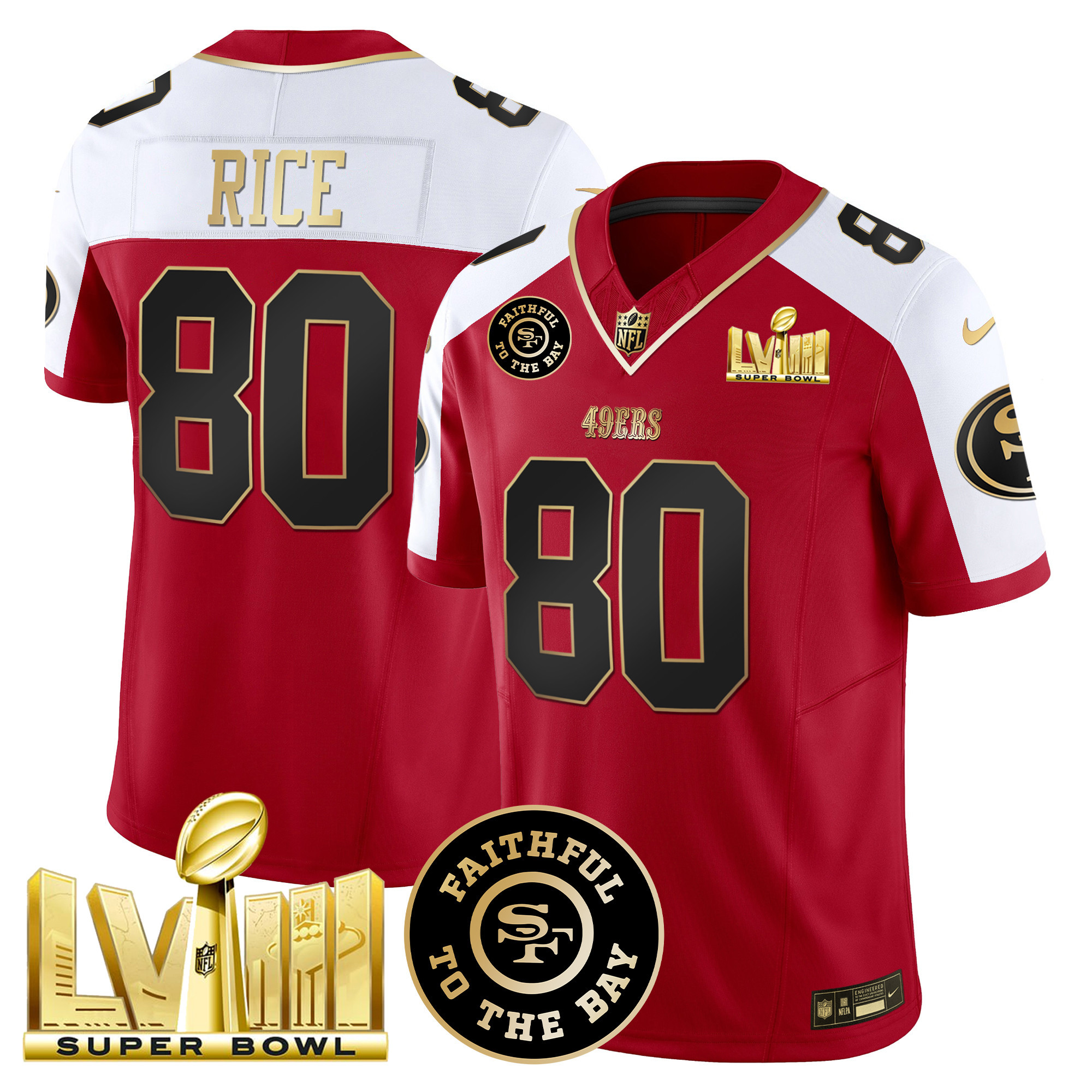 Men's 49ers Faithful & Super Bowl LVIII Gold Patch Vapor Jersey - All Stitched - Image 46