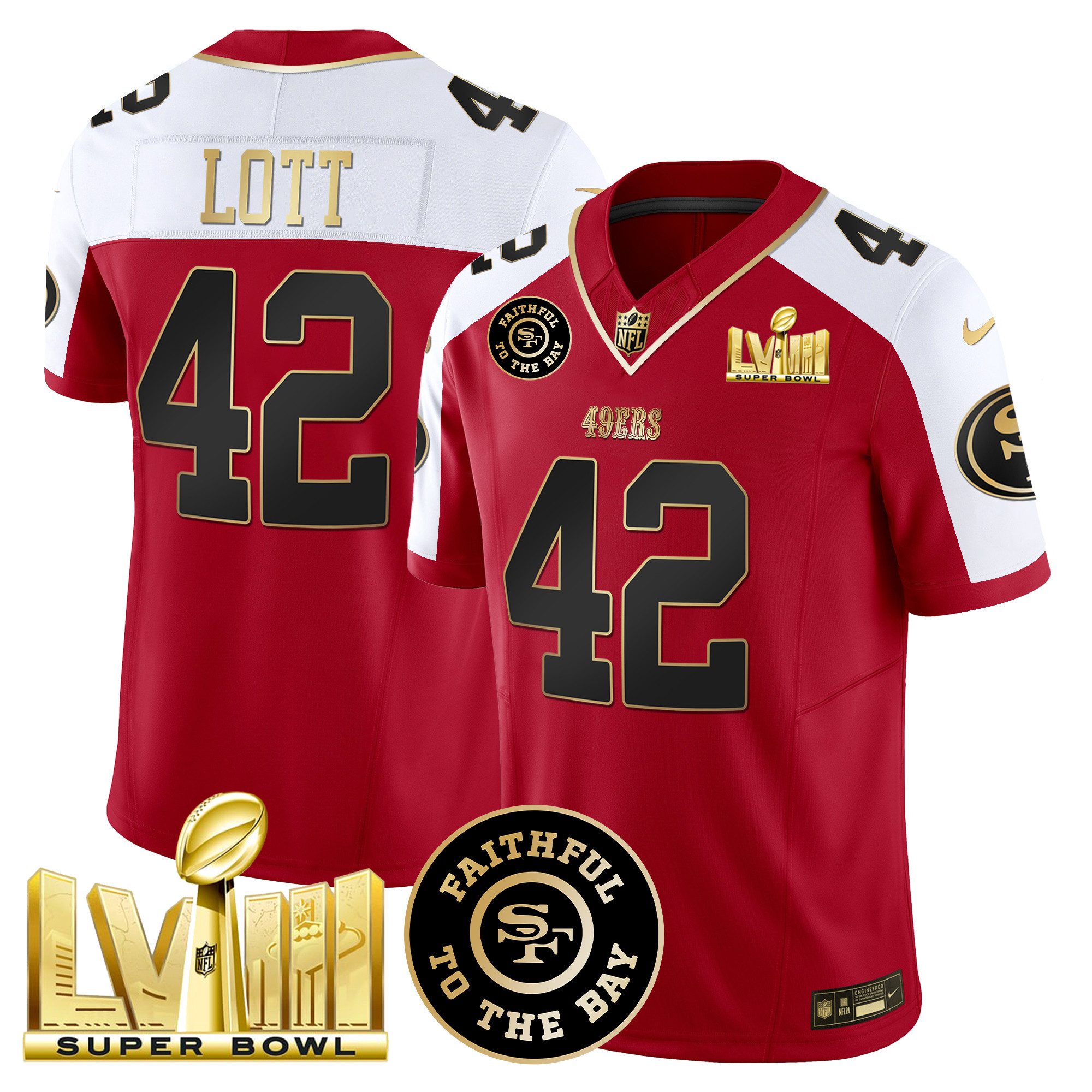 Men's 49ers Faithful & Super Bowl LVIII Gold Patch Vapor Jersey - All Stitched - Image 49