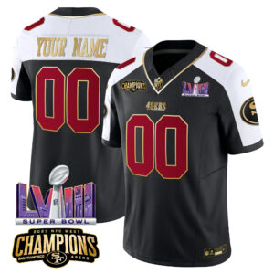 49ers NFC West Champions & Super Bowl LVIII Patch Vapor Custom Jersey - All Stitched