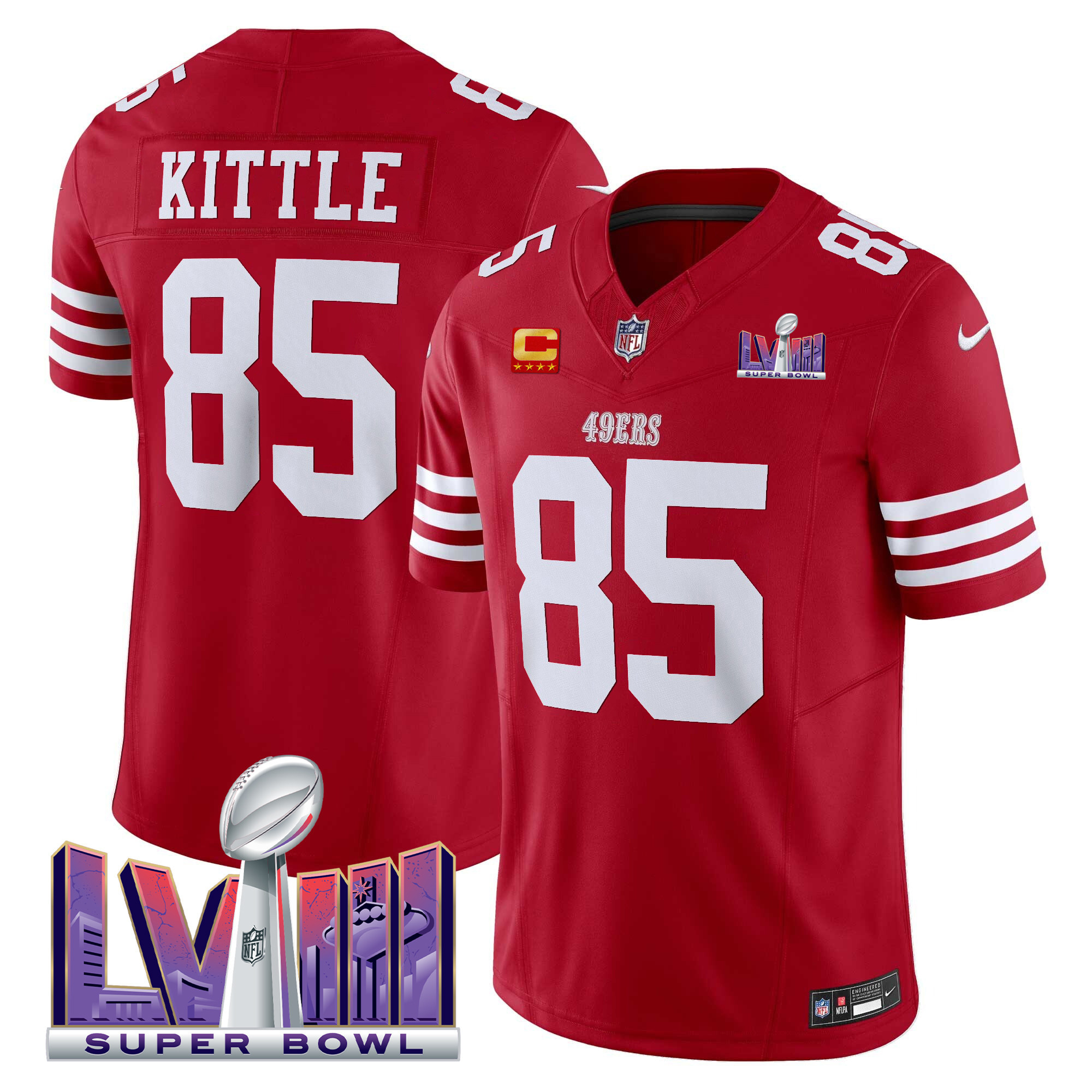 Men's 49ers Super Bowl LVIII Patch Vapor Limited Jersey - All Stitched - Image 4