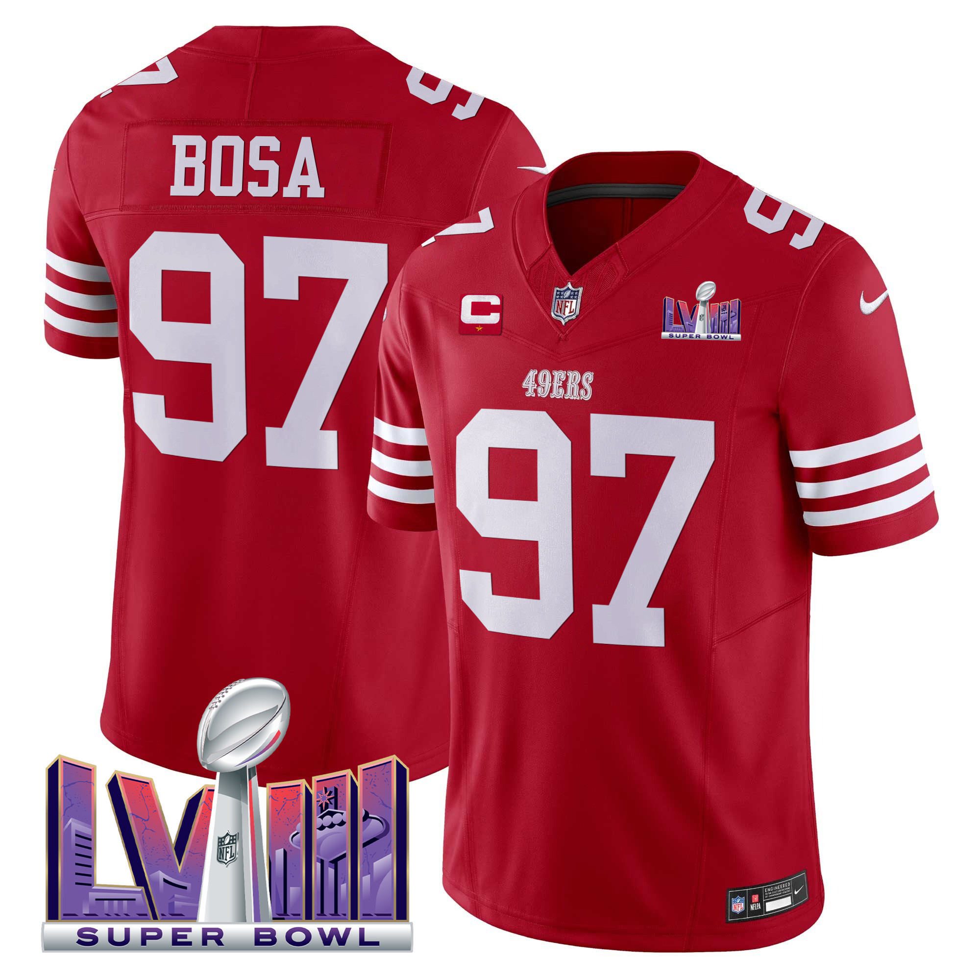 Men's 49ers Super Bowl LVIII Patch Vapor Limited Jersey - All Stitched - Image 7