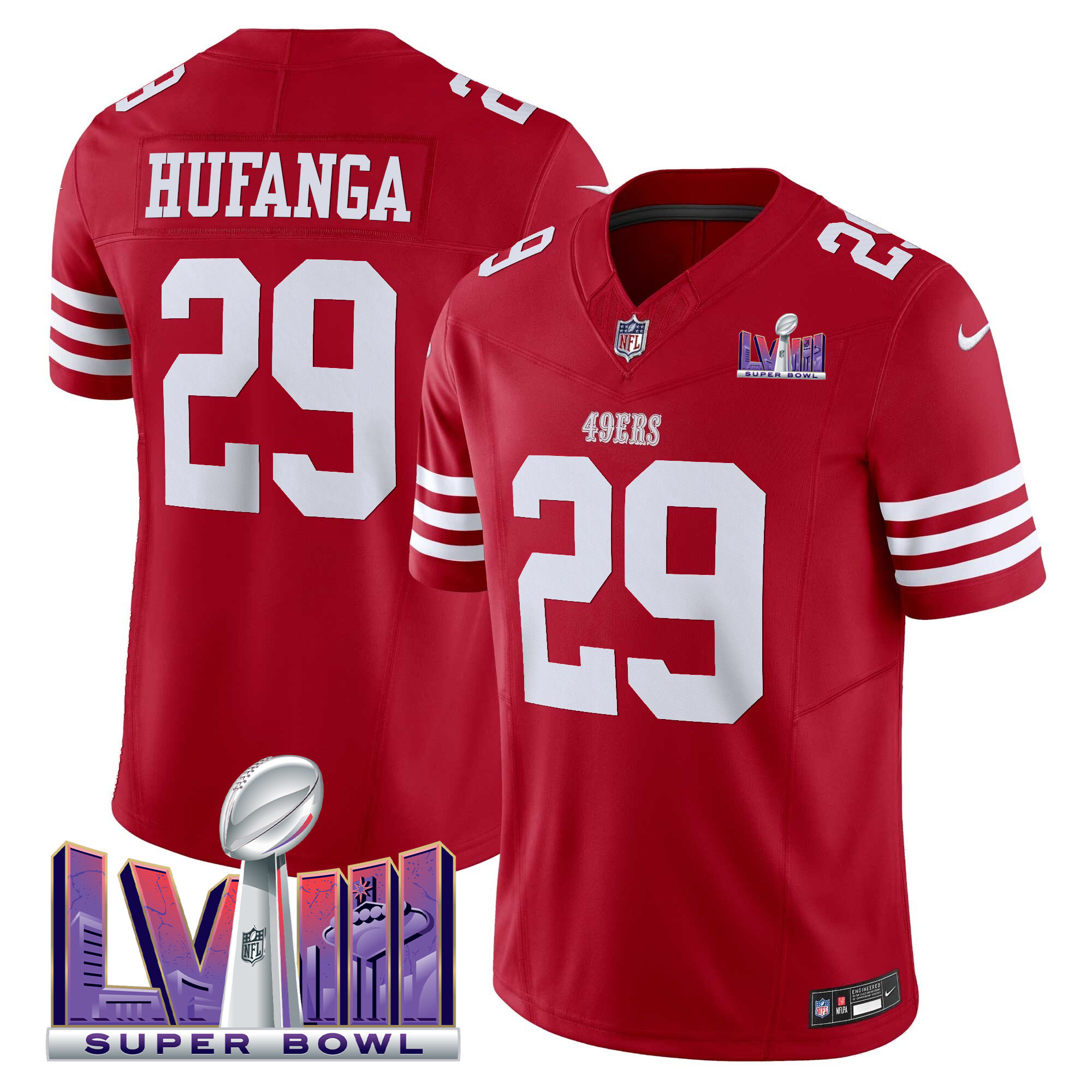 Men's 49ers Super Bowl LVIII Patch Vapor Limited Jersey - All Stitched - Image 10