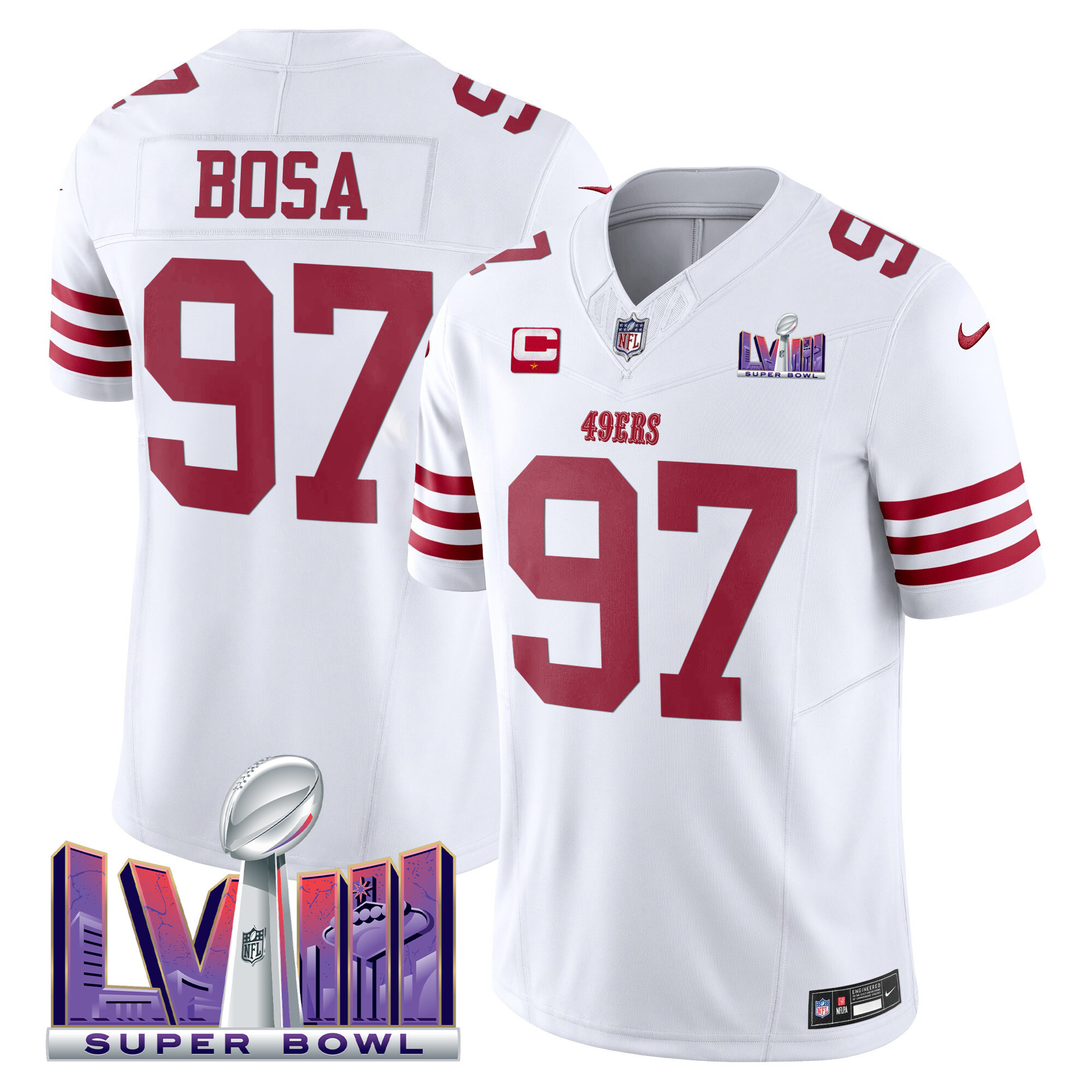 Men's 49ers Super Bowl LVIII Patch Vapor Limited Jersey - All Stitched - Image 17