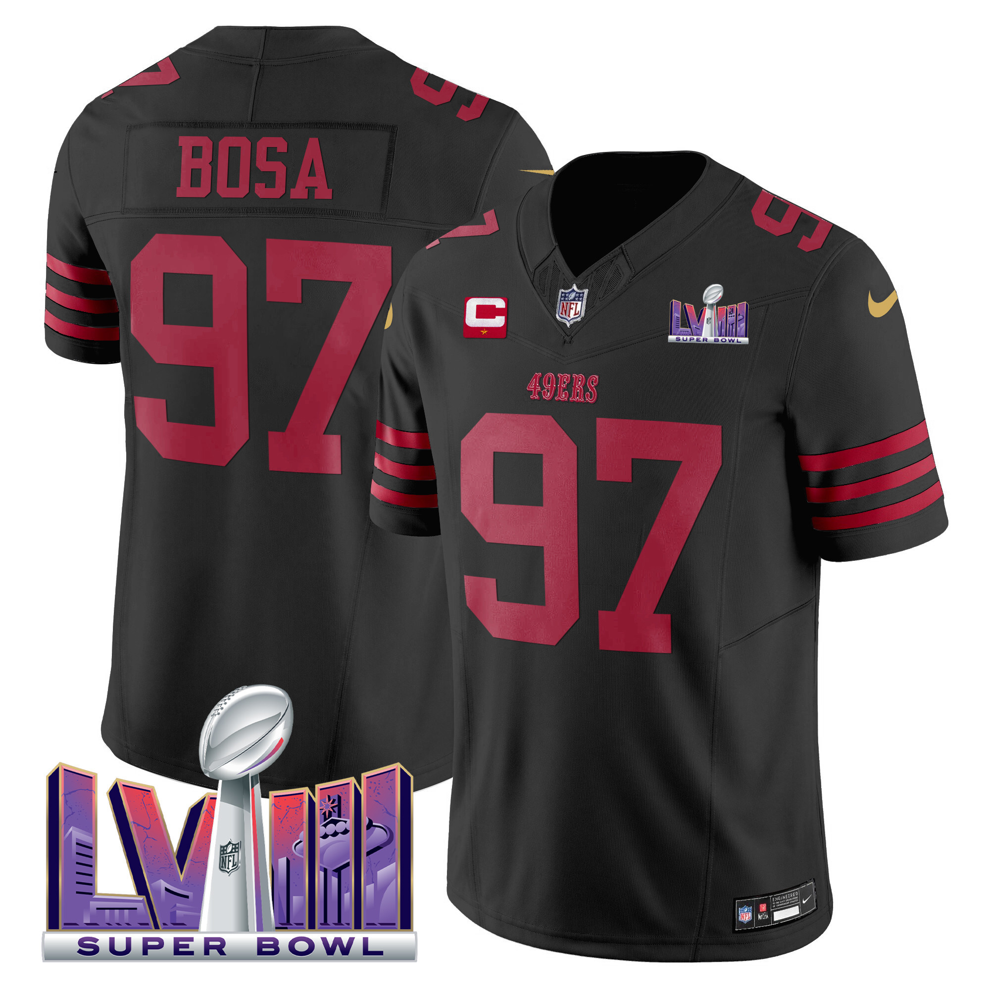Men's 49ers Super Bowl LVIII Patch Vapor Limited Jersey - All Stitched - Image 27