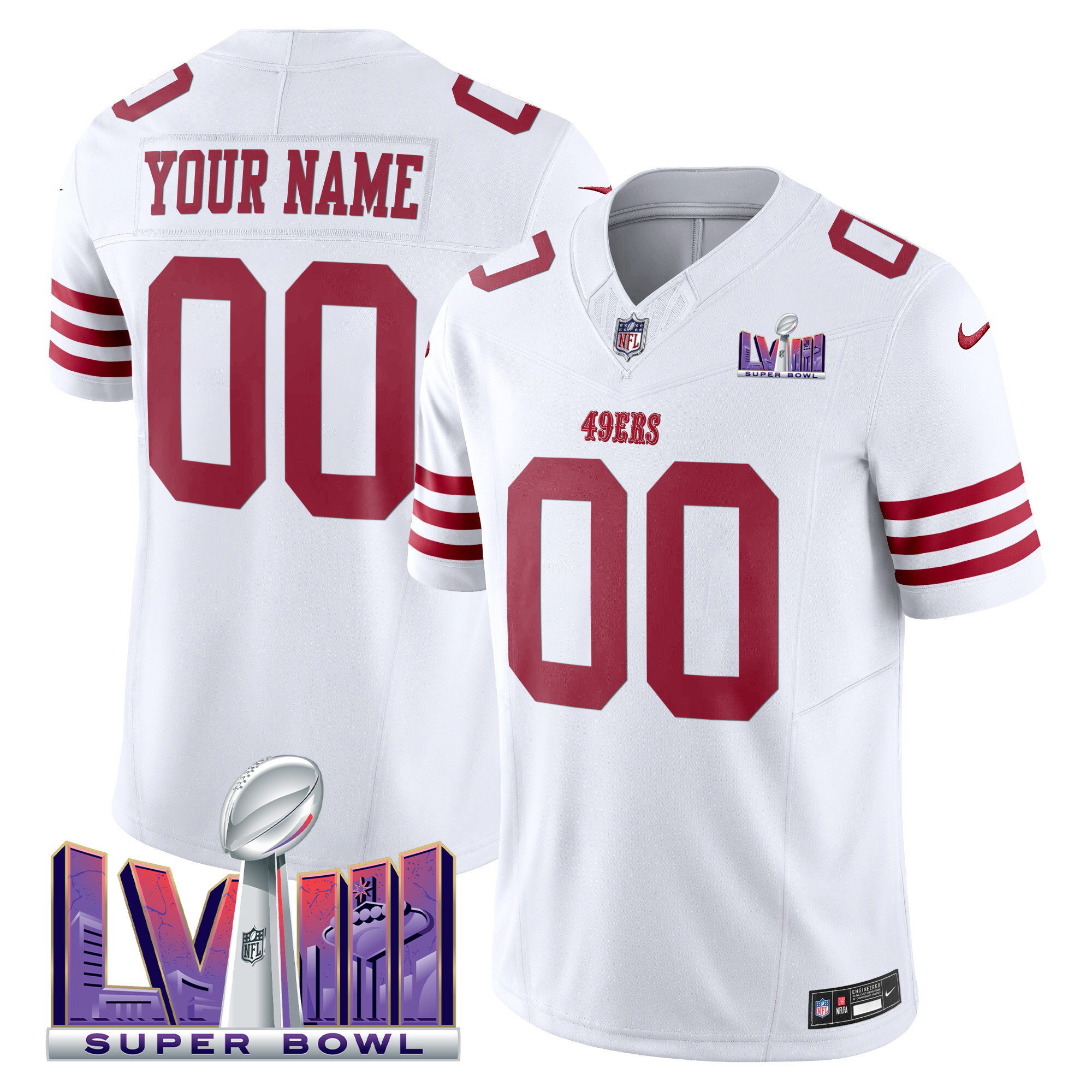 49ers Super Bowl LVIII Patch Vapor Limited Custom Jersey - All Stitched - Image 2