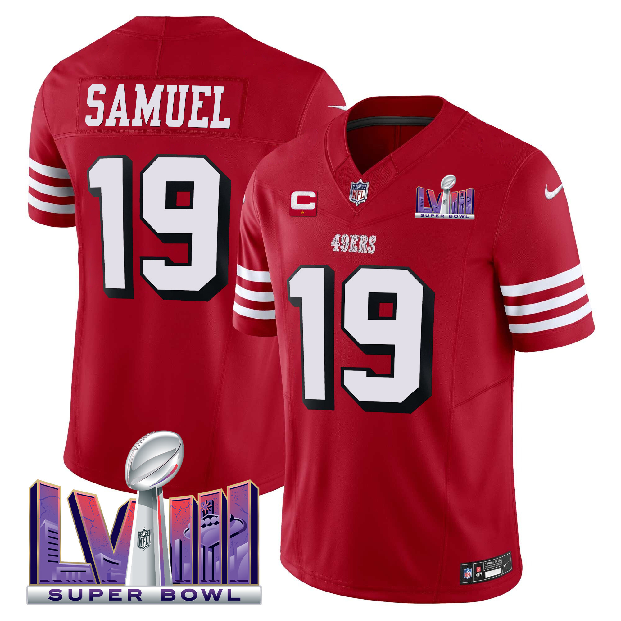 Men's 49ers Super Bowl LVIII Patch Vapor Limited Jersey V2 - All Stitched - Image 2