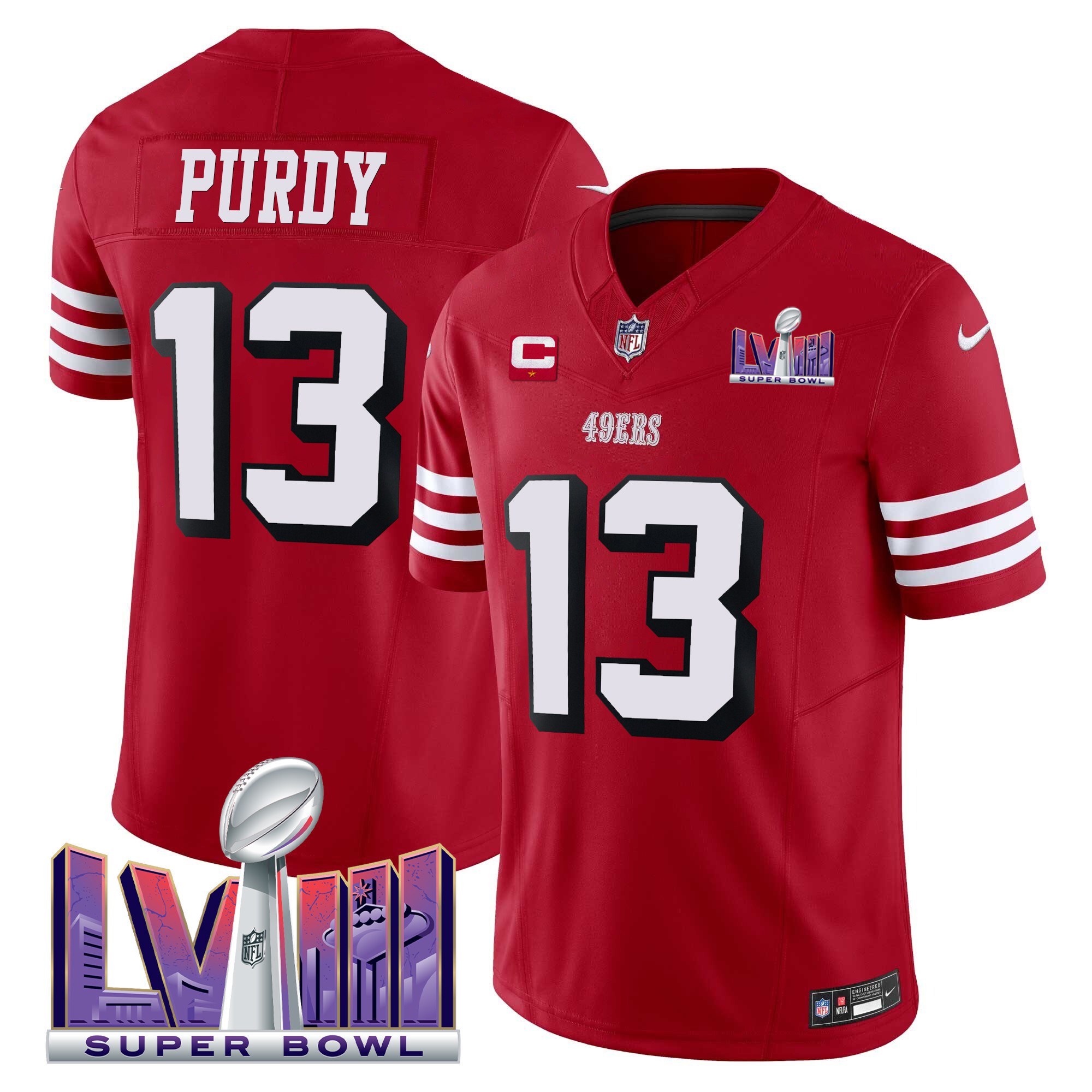 Men's 49ers Super Bowl LVIII Patch Vapor Limited Jersey V2 - All Stitched - Image 3