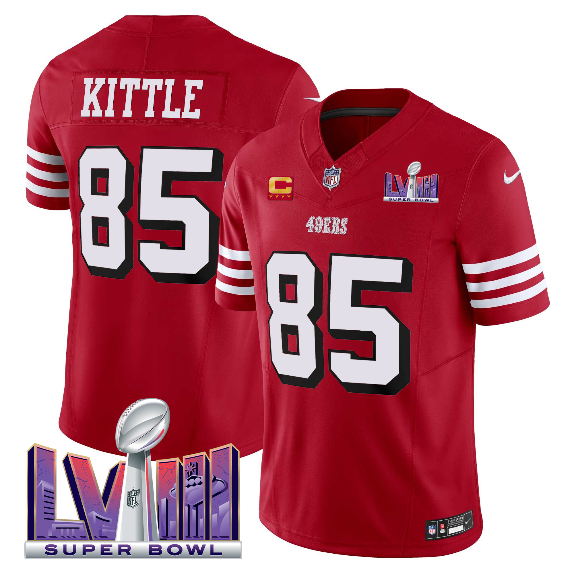 Men's 49ers Super Bowl LVIII Patch Vapor Limited Jersey V2 - All Stitched - Image 4
