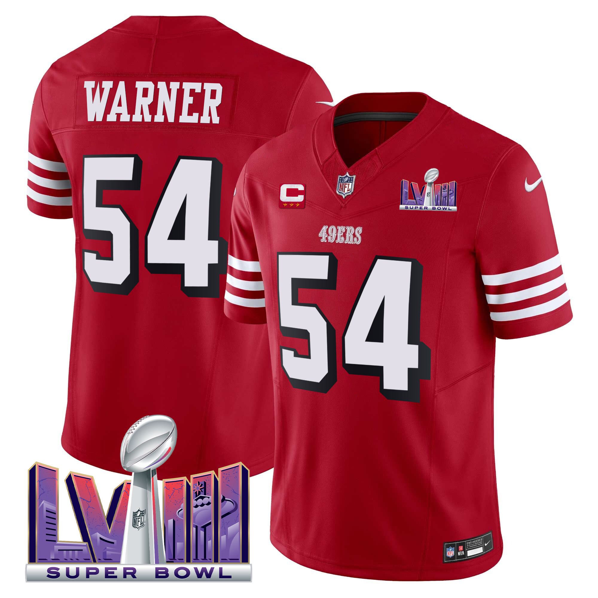 Men's 49ers Super Bowl LVIII Patch Vapor Limited Jersey V2 - All Stitched - Image 5