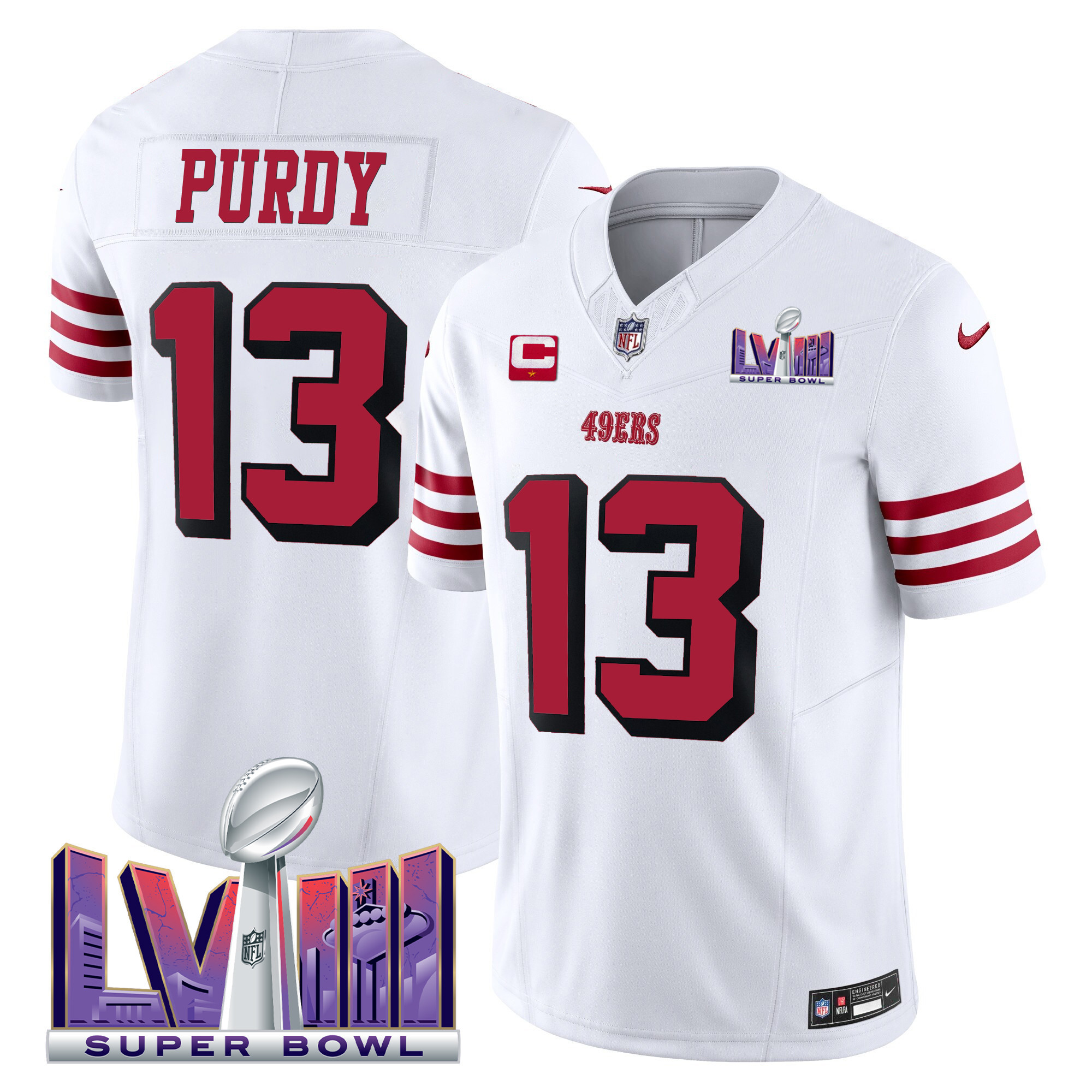 Men's 49ers Super Bowl LVIII Patch Vapor Limited Jersey V2 - All Stitched - Image 13
