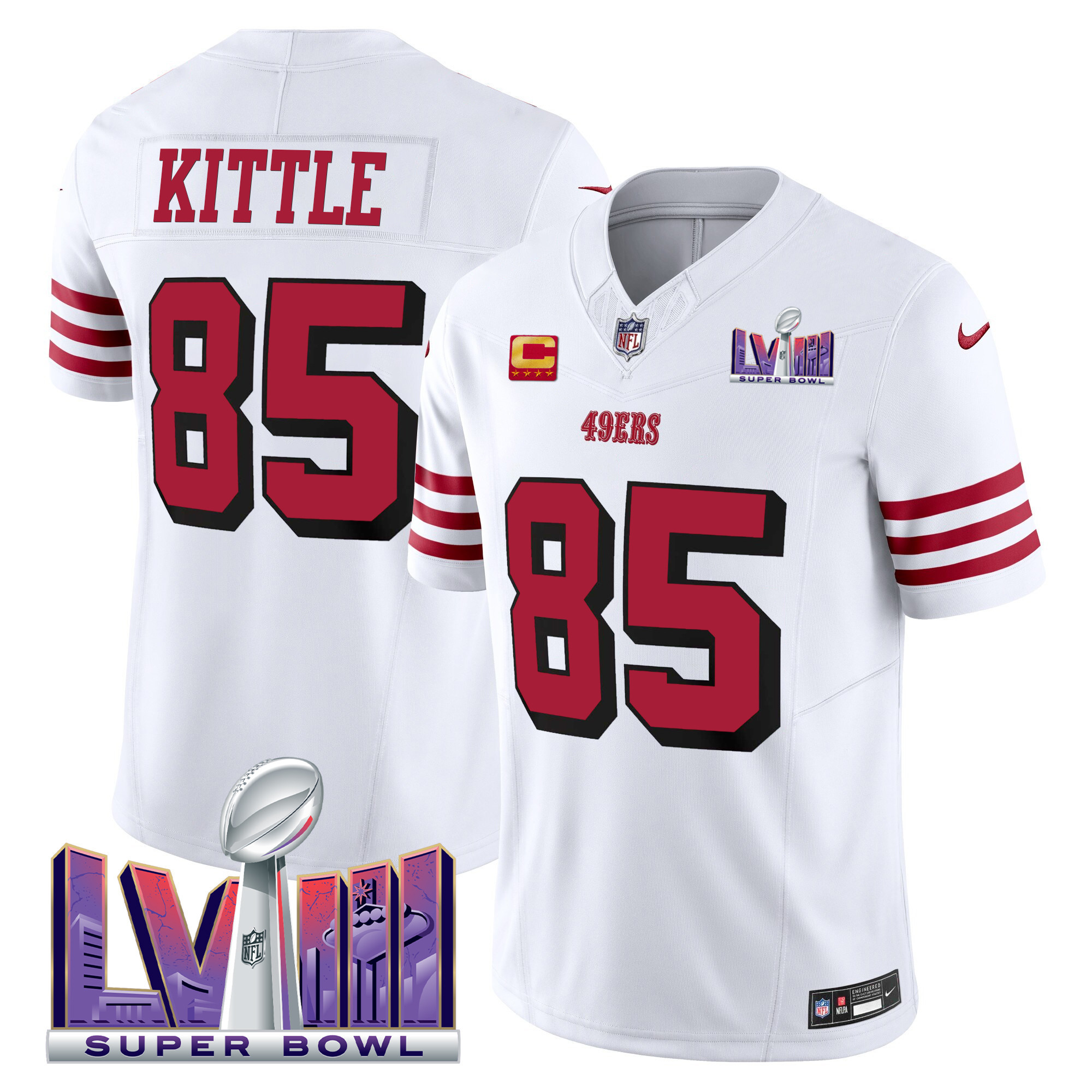 Men's 49ers Super Bowl LVIII Patch Vapor Limited Jersey V2 - All Stitched - Image 14