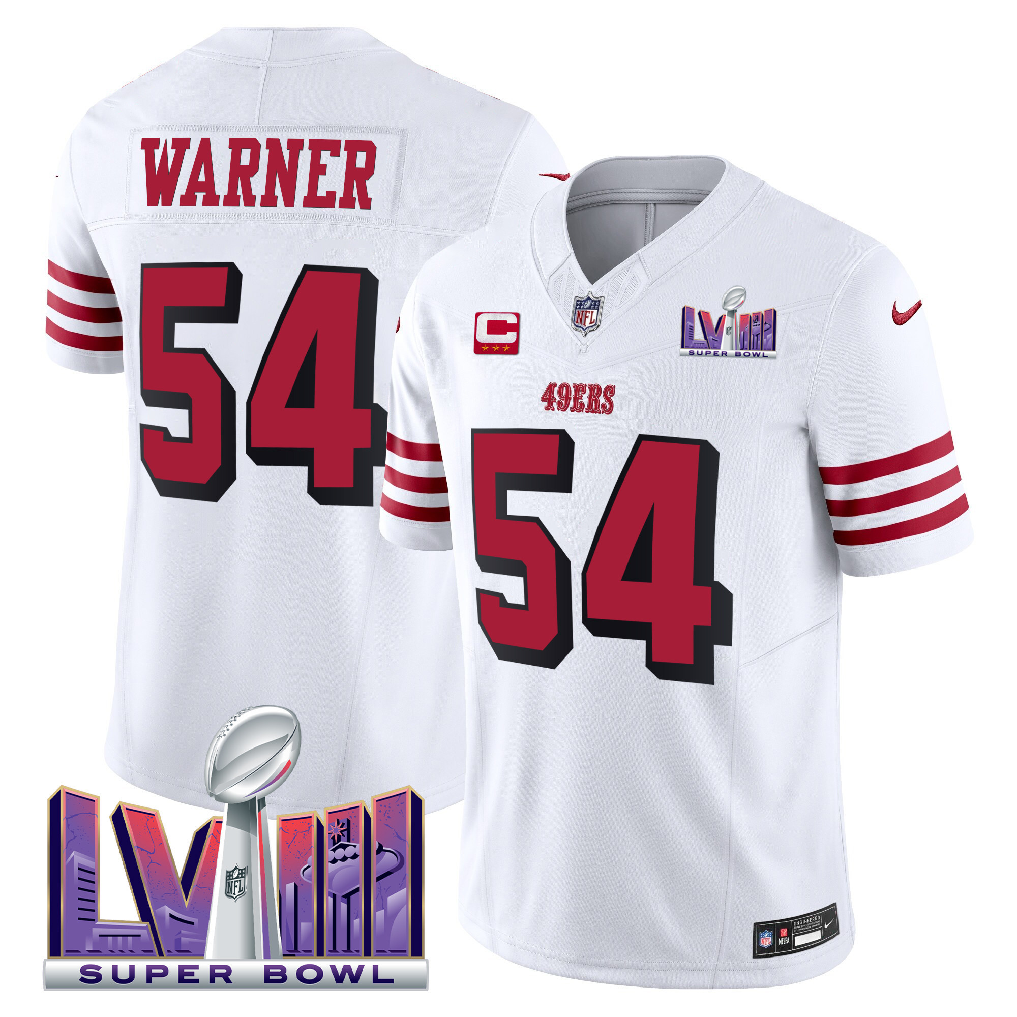 Men's 49ers Super Bowl LVIII Patch Vapor Limited Jersey V2 - All Stitched - Image 15