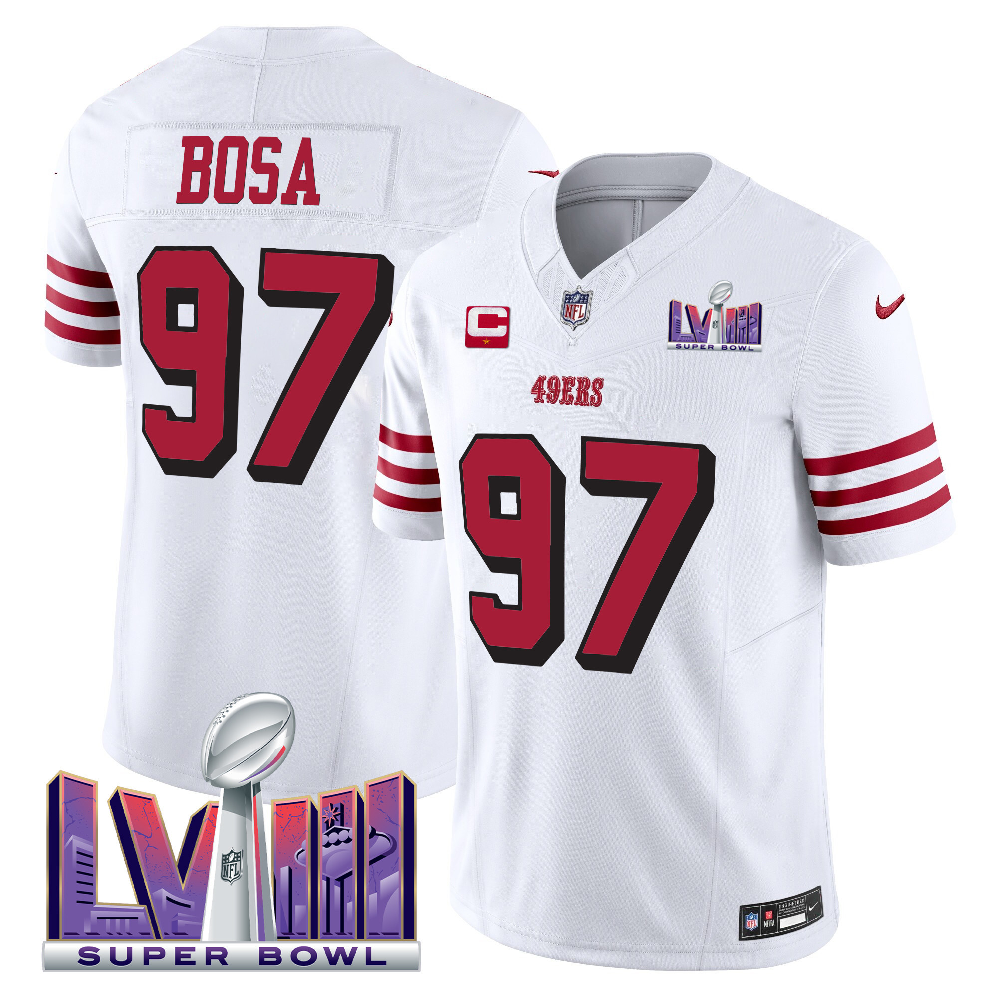 Men's 49ers Super Bowl LVIII Patch Vapor Limited Jersey V2 - All Stitched - Image 17