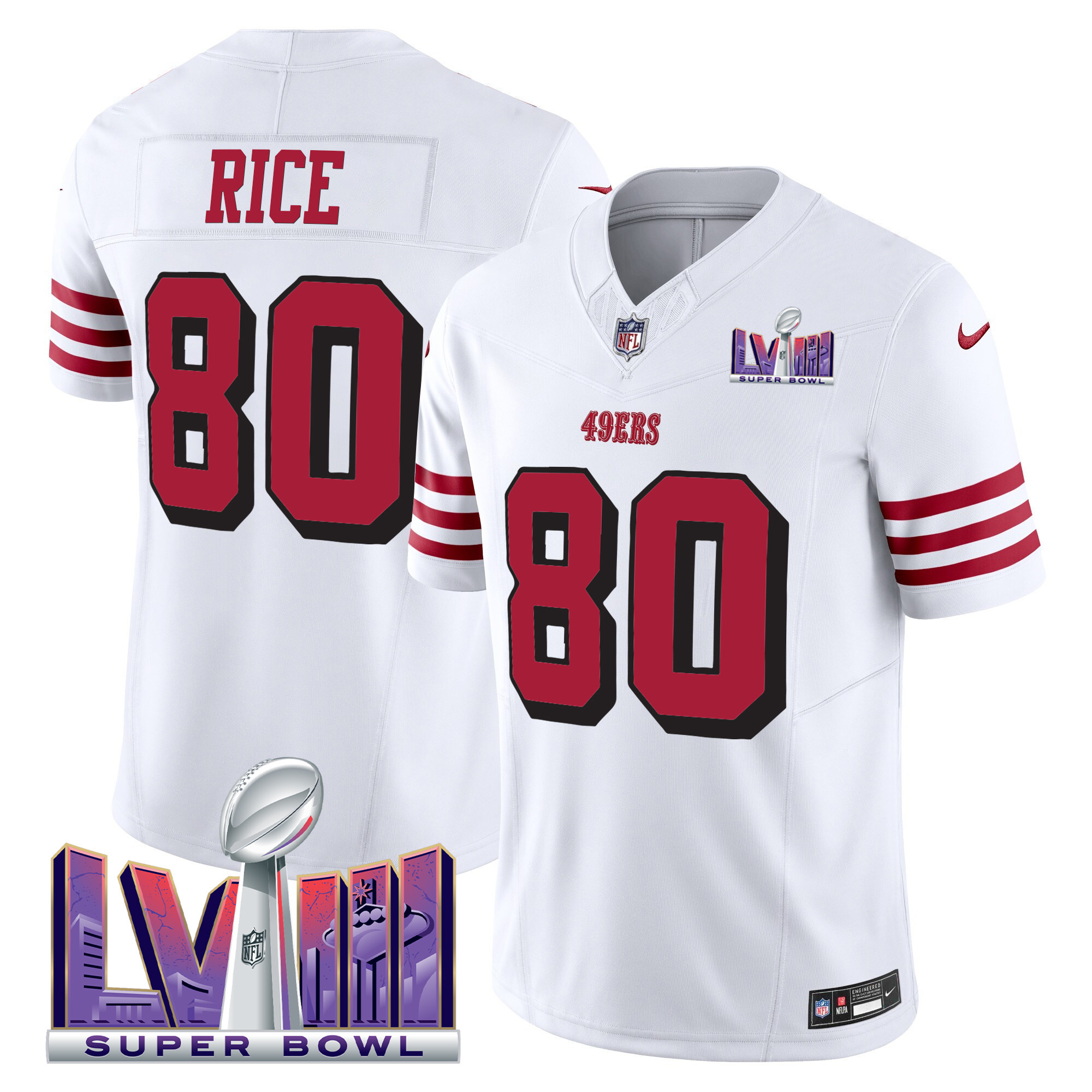 Men's 49ers Super Bowl LVIII Patch Vapor Limited Jersey V2 - All Stitched - Image 16
