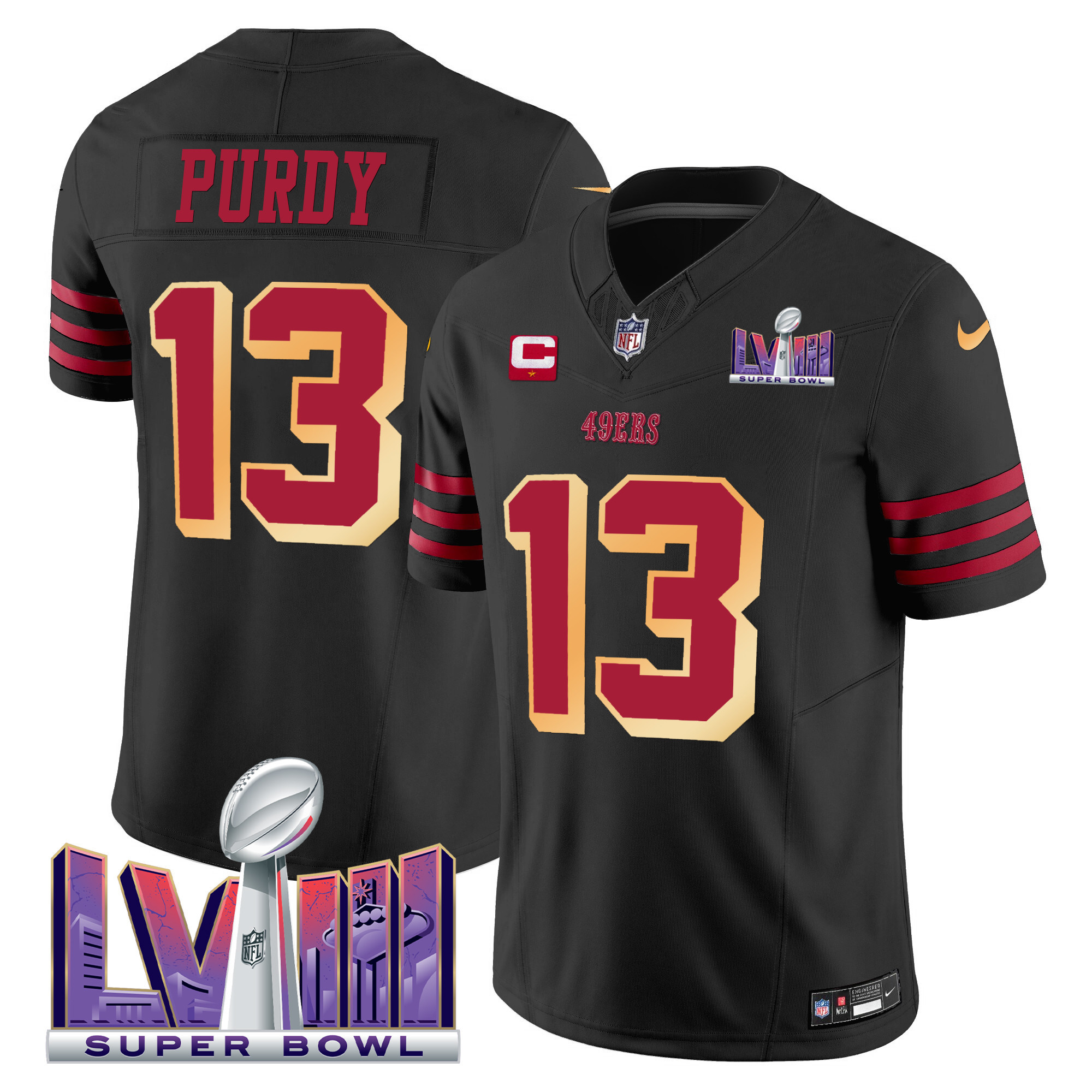 Men's 49ers Super Bowl LVIII Patch Vapor Limited Jersey V2 - All Stitched - Image 23