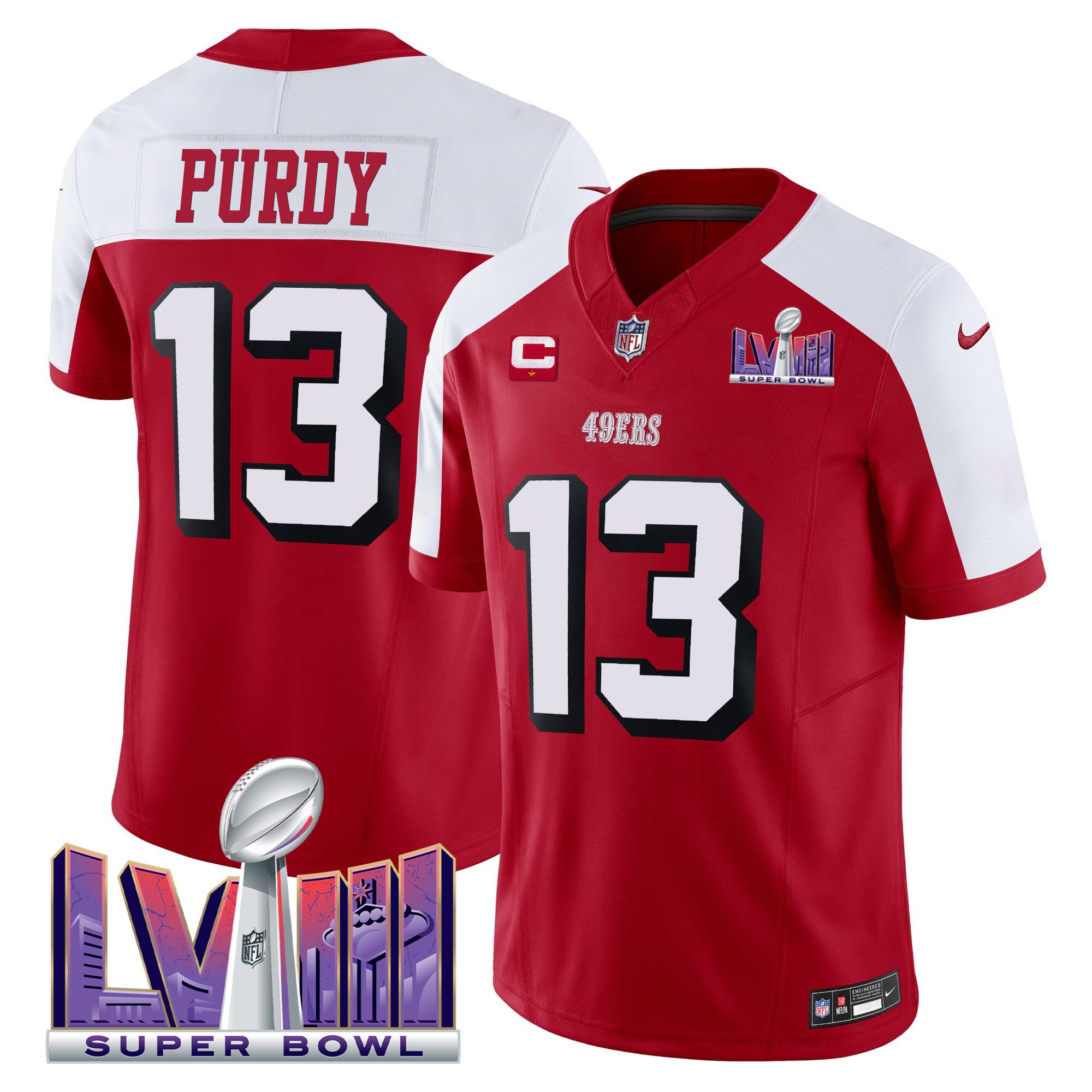 Men's 49ers Super Bowl LVIII Patch Vapor Limited Jersey V2 - All Stitched - Image 33