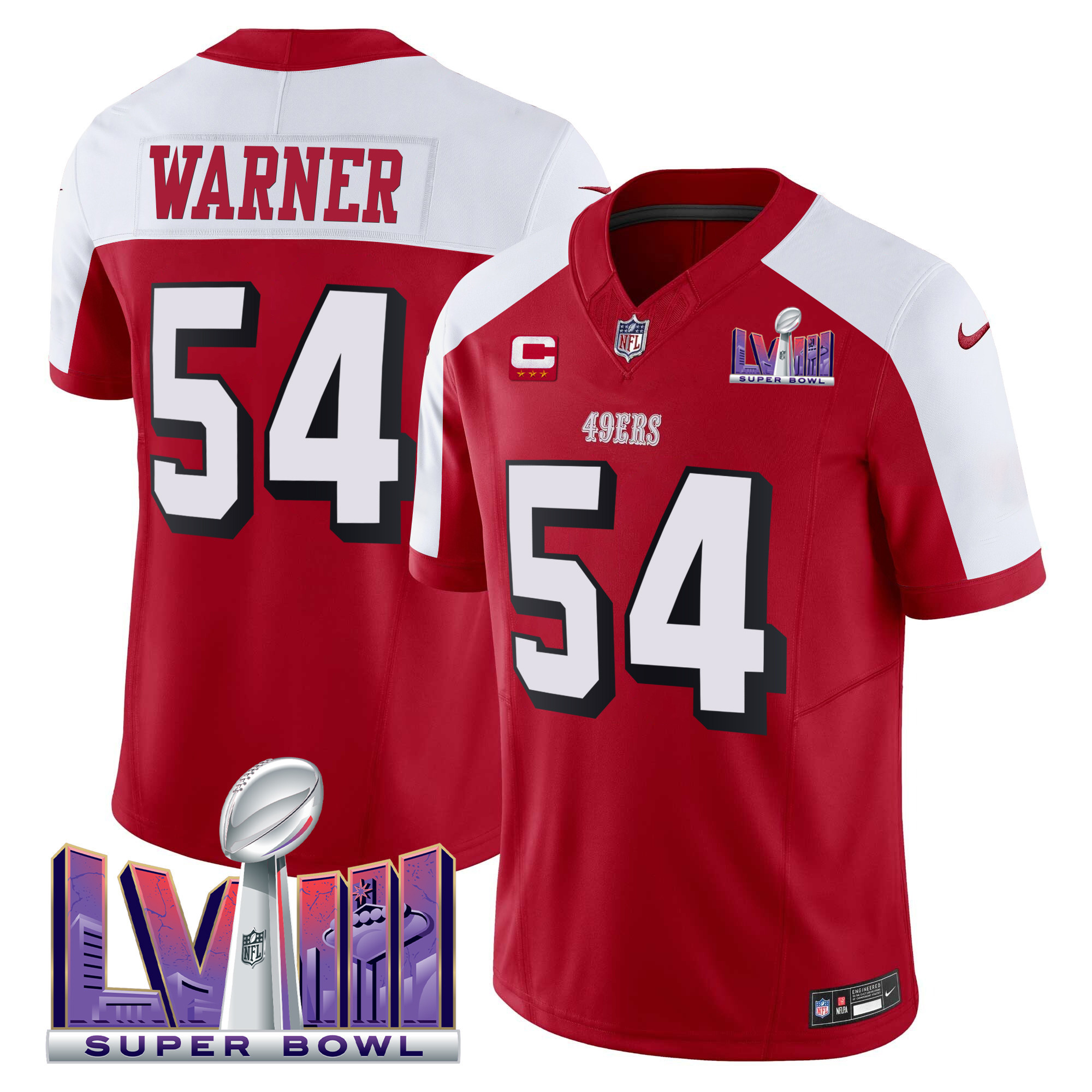 Men's 49ers Super Bowl LVIII Patch Vapor Limited Jersey V2 - All Stitched - Image 35