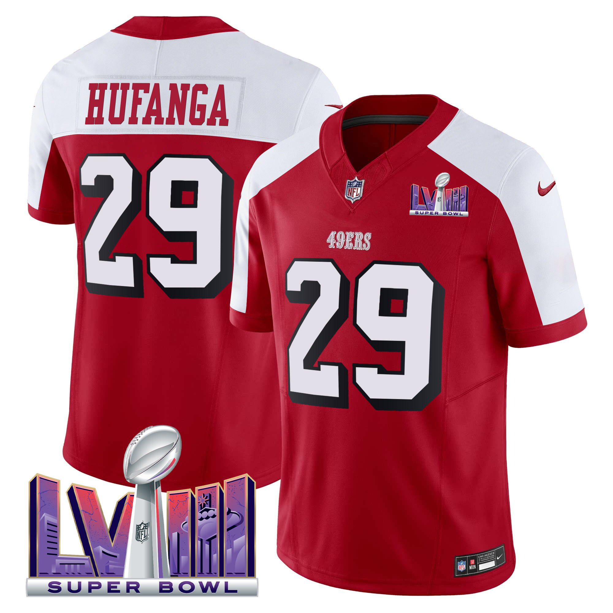 Men's 49ers Super Bowl LVIII Patch Vapor Limited Jersey V2 - All Stitched - Image 40