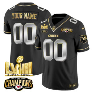Chiefs AFC West Champions & Super Bowl LVIII Gold Patch Vapor Custom Jersey V2 - All Stitched