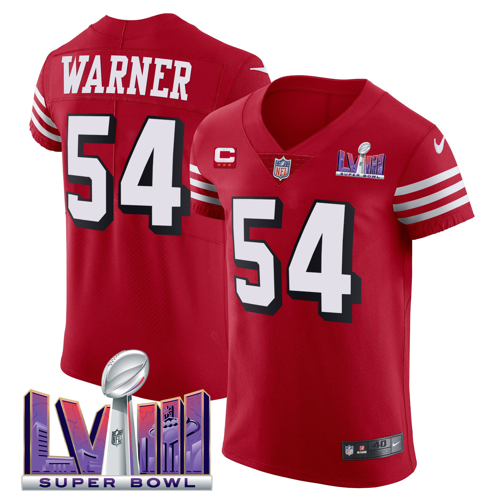Men's 49ers Super Bowl LVIII Gold Patch Vapor Elite Jersey - All Stitched - Image 5