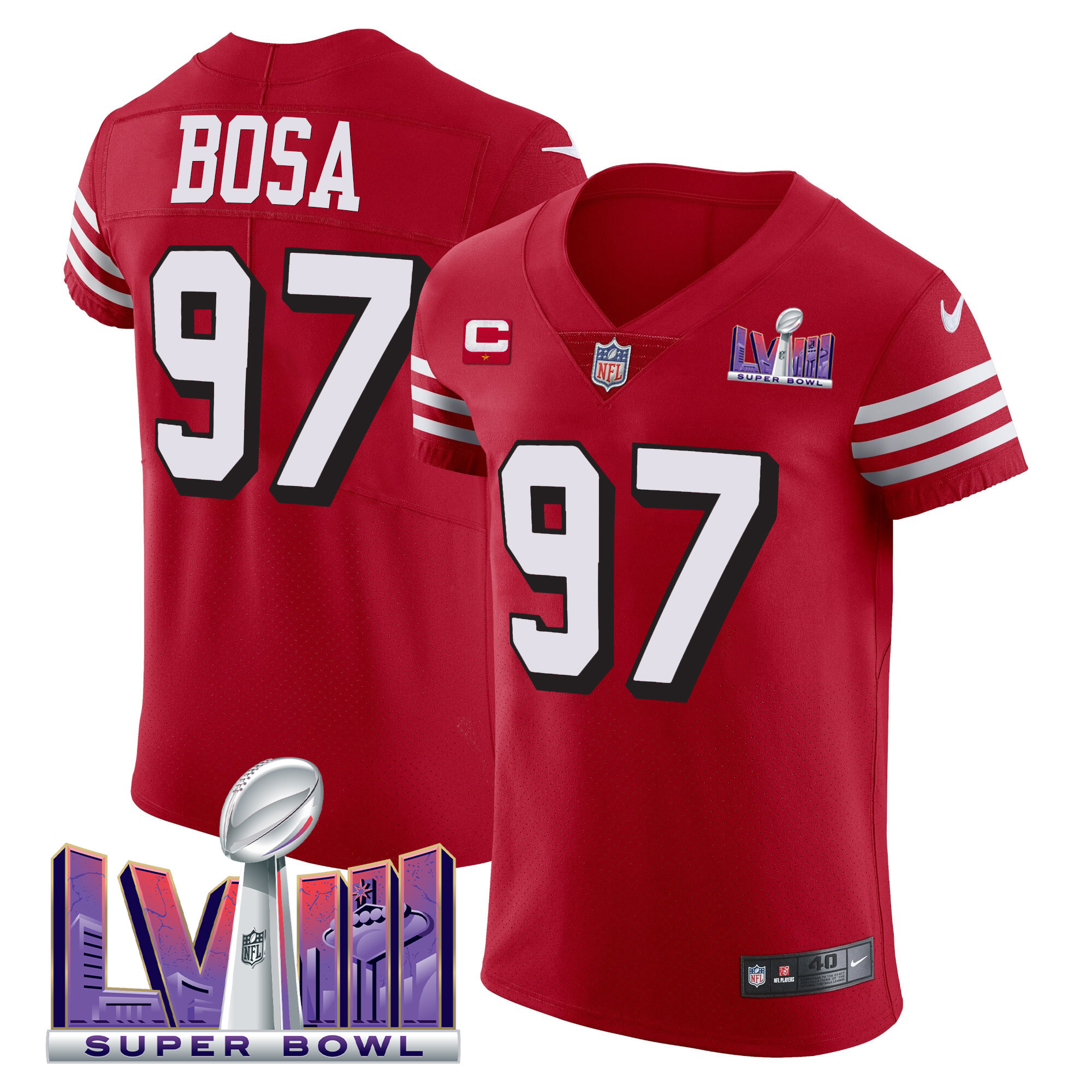 Men's 49ers Super Bowl LVIII Gold Patch Vapor Elite Jersey - All Stitched - Image 7