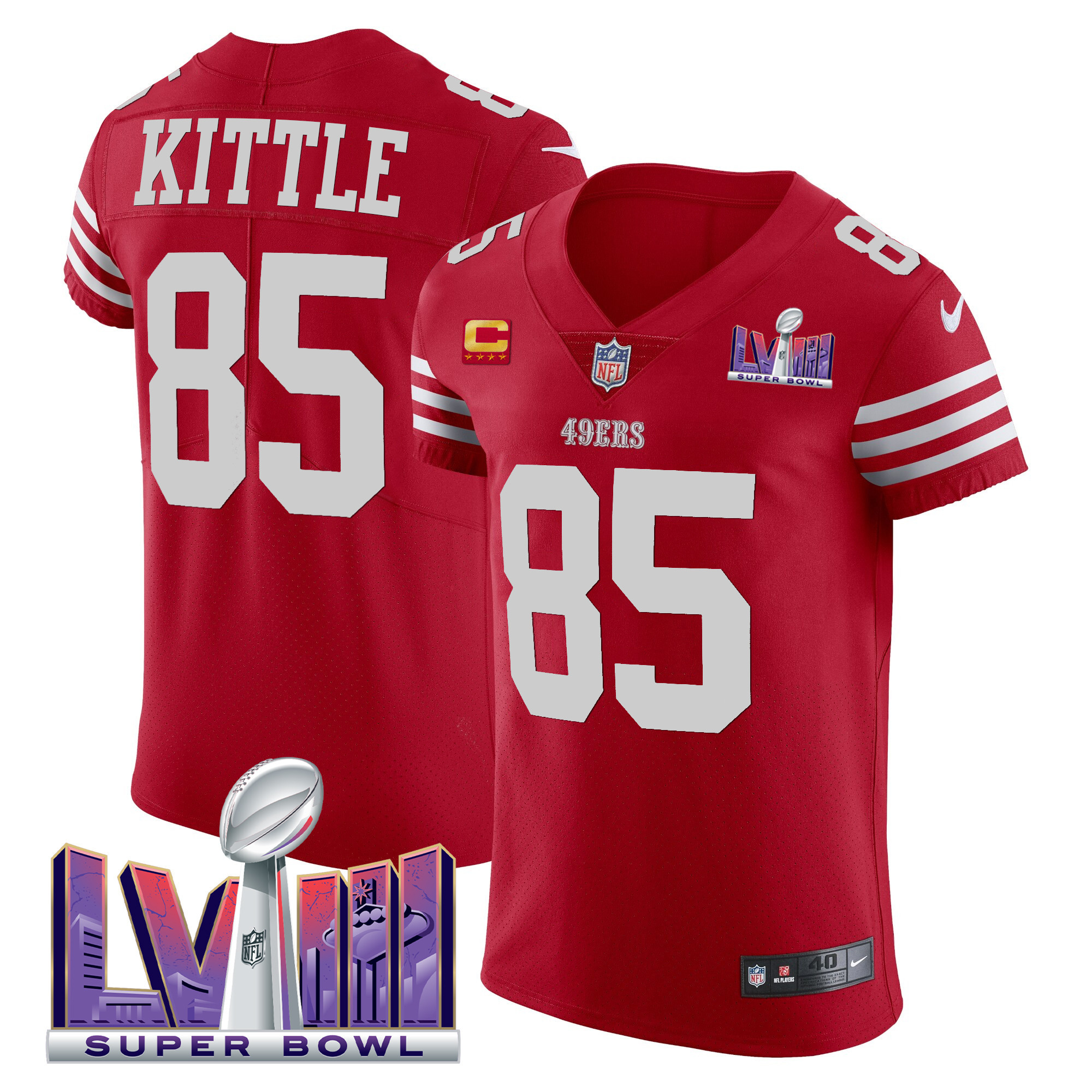 Men's 49ers Super Bowl LVIII Gold Patch Vapor Elite Jersey - All Stitched - Image 14
