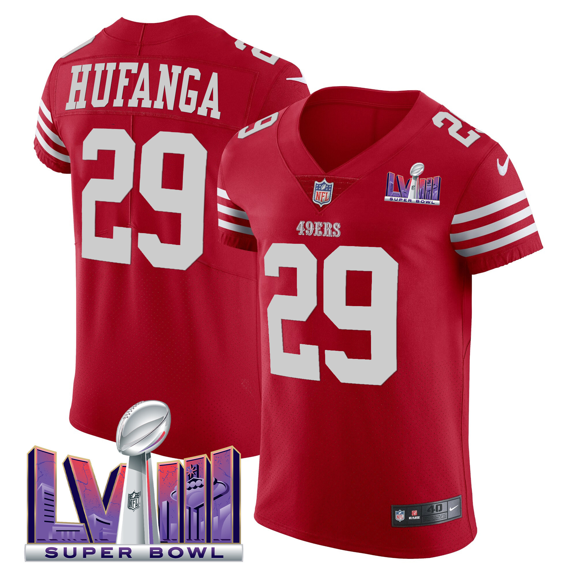 Men's 49ers Super Bowl LVIII Gold Patch Vapor Elite Jersey - All Stitched - Image 20