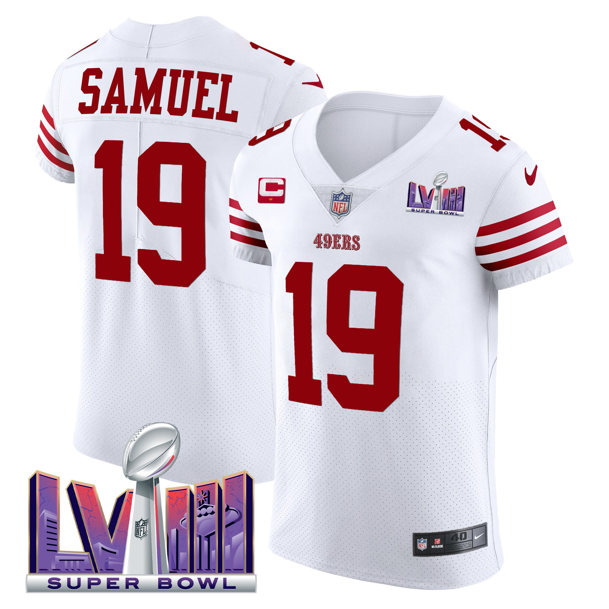 Men's 49ers Super Bowl LVIII Gold Patch Vapor Elite Jersey - All Stitched - Image 22