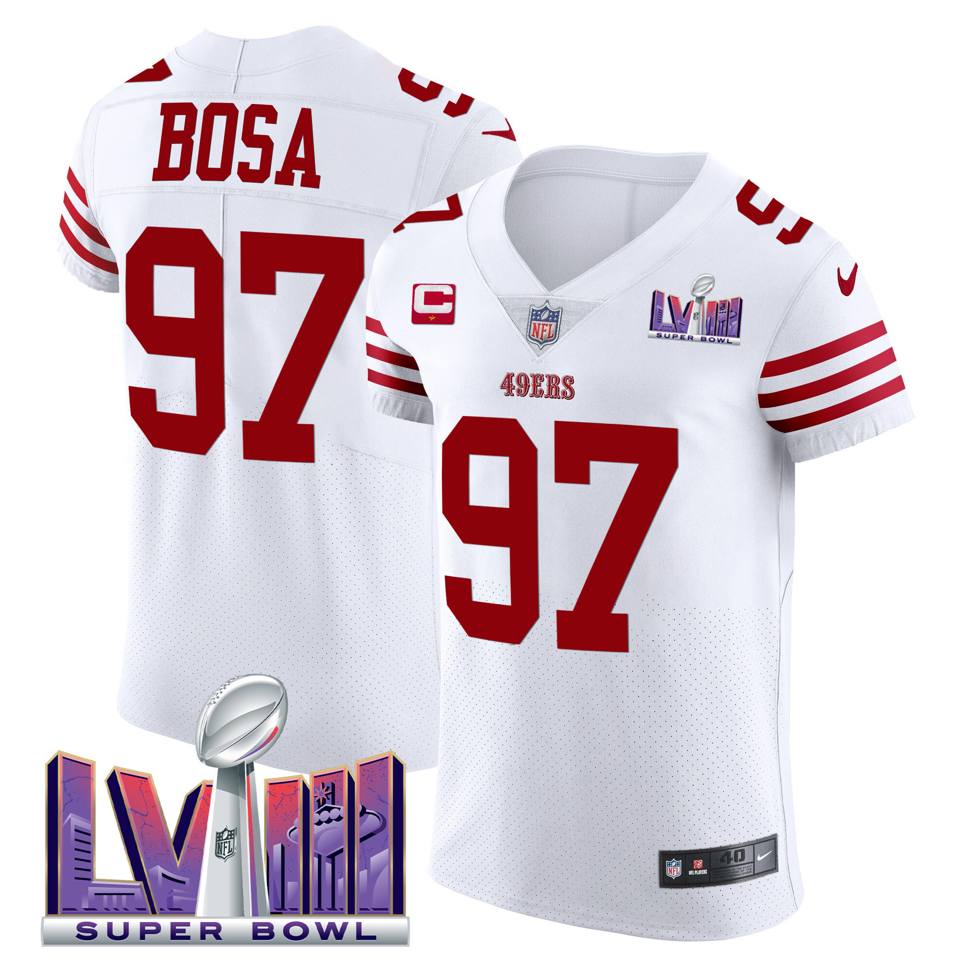 Men's 49ers Super Bowl LVIII Gold Patch Vapor Elite Jersey - All Stitched - Image 27