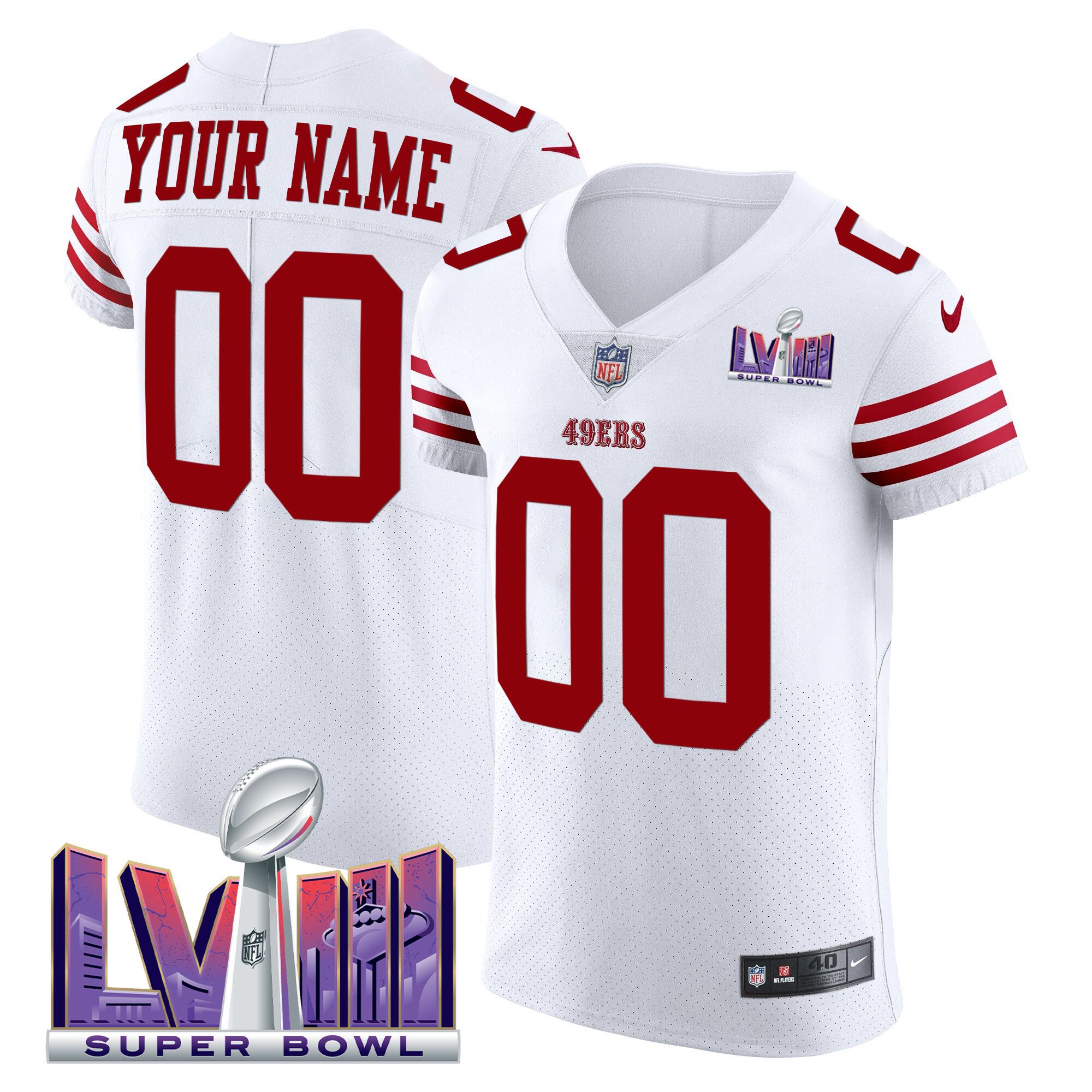 49ers Super Bowl LVIII Gold Patch Vapor Elite Custom Jersey - All Stitched - Image 3