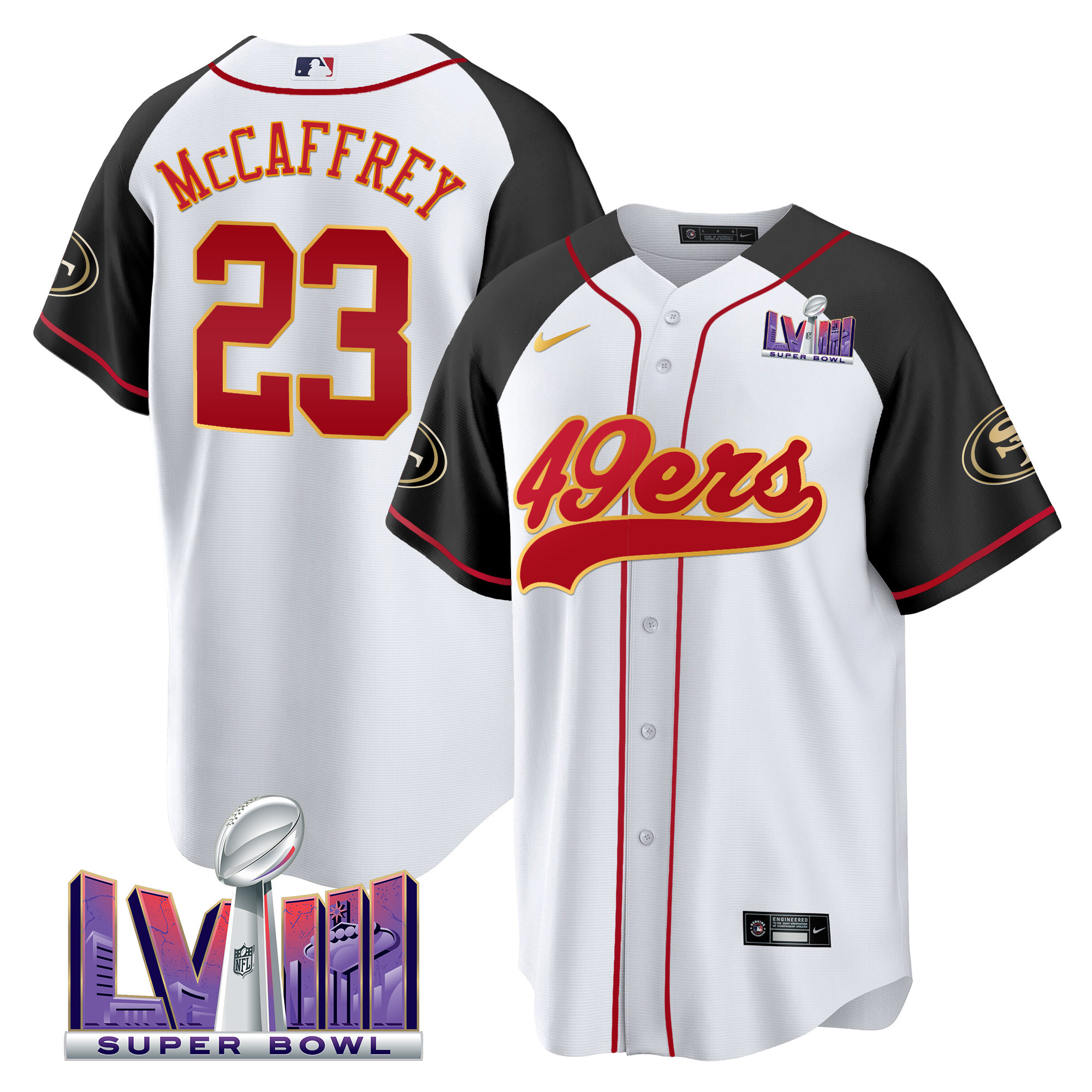 Men's 49ers Super Bowl LVIII Patch Baseball Jersey - All Stitched - Image 41