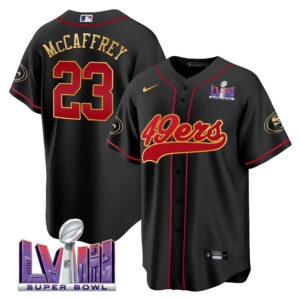 Men's 49ers Super Bowl LVIII Patch Baseball Jersey - All Stitched