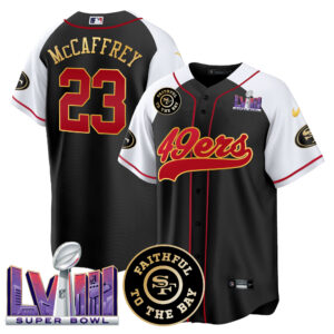 Men's 49ers Faithful & Super Bowl LVIII Patch Baseball Jersey - All Stitched