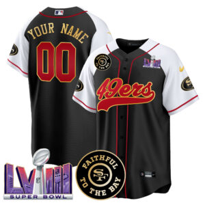 49ers Faithful & Super Bowl LVIII Patch Baseball Custom Jersey - All Stitched