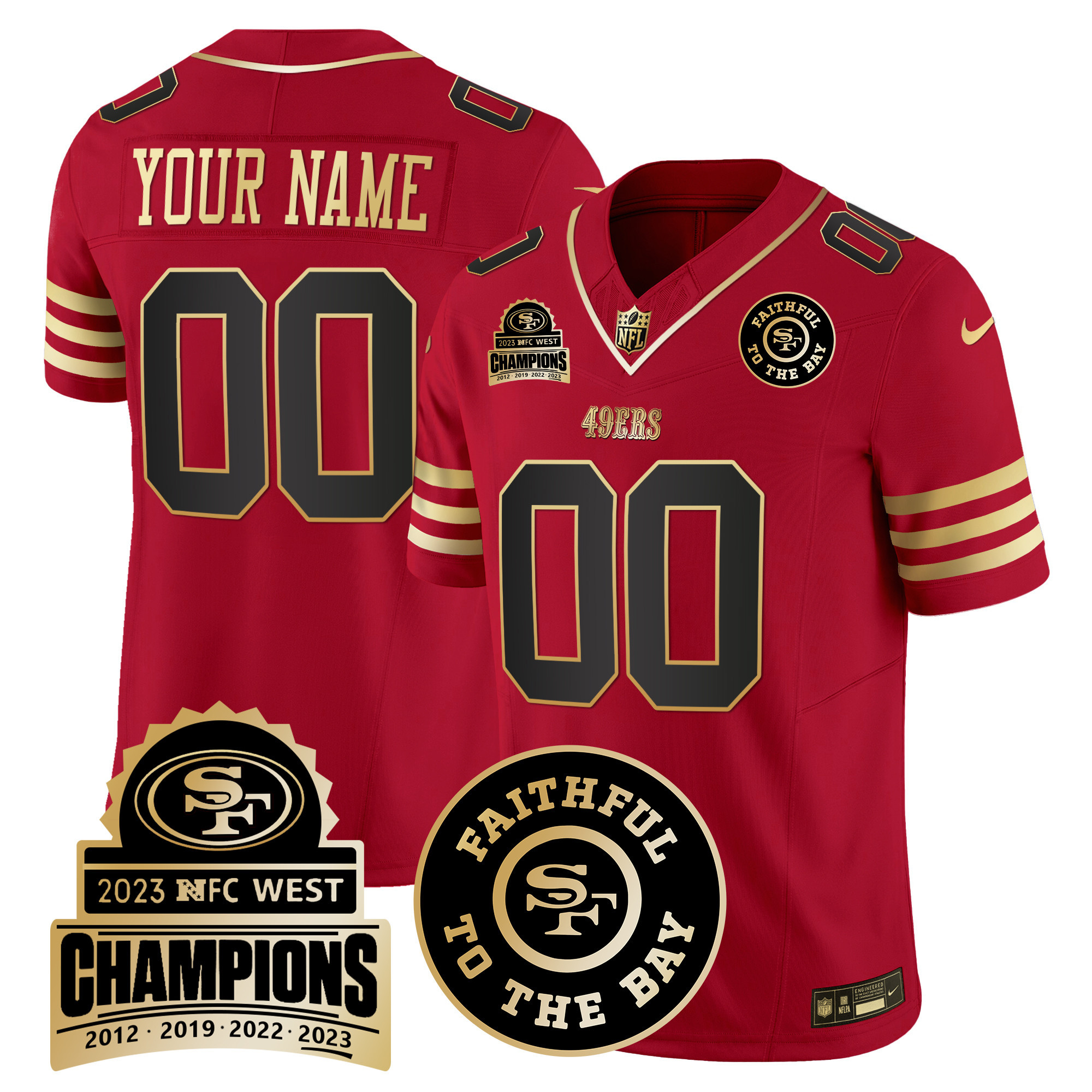 49ers 2023 NFC West Champions Patch Vapor Custom Jersey V3 - All Stitched - Image 2